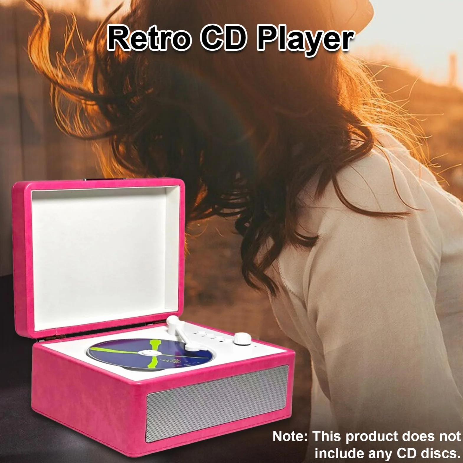 Odtwarzacz CD, Odtwarzacz Retro CD Z możliwością Wkładania Płyty w Formie Tacy Odtwarzanie Z Dysku USB Vintage Odtwarzacz CD dla Entuzjastów Muzyki i Kolekcjonerów
