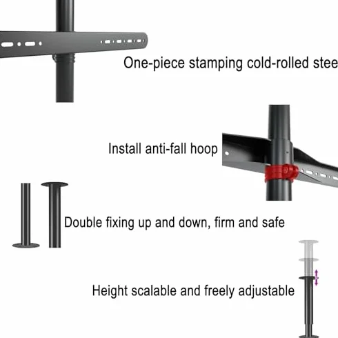 Uchwyt Sufitowy Do Telewizora, Uniwersalny, Do Telewizorów Lcd 32-75 Cali, Obrotowy 360°, Wytrzymały, Do 41 Kg, Łatwy Montaż, Regulowany Uchwyt Podłogowy Do Kina Domowego