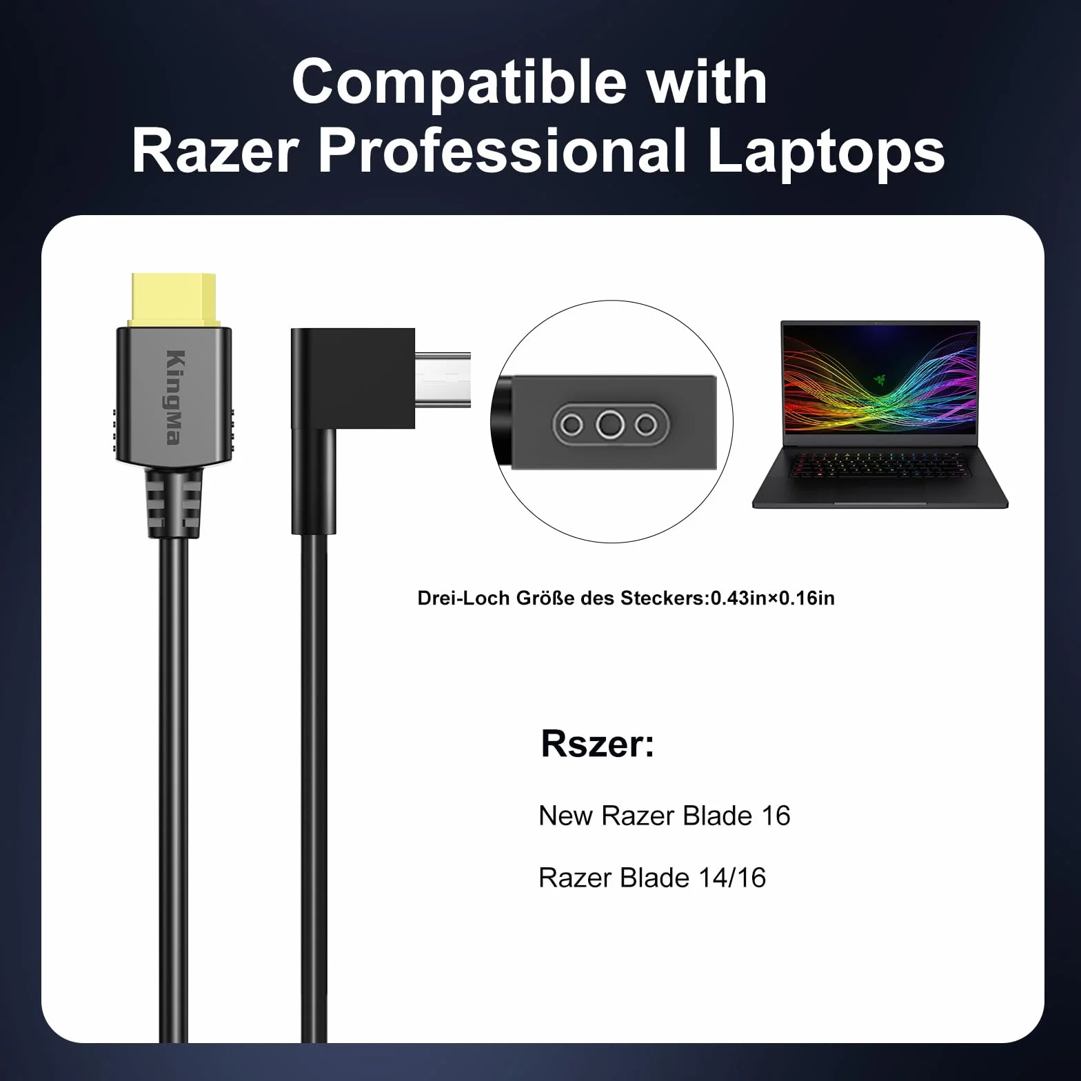 King Ma GaN 330 W ładowarka do laptopa Razer Blade 14/16 3-portowa przenośna ładowarka, szybka stacja ładująca USB do gier i inżynierii laptopów