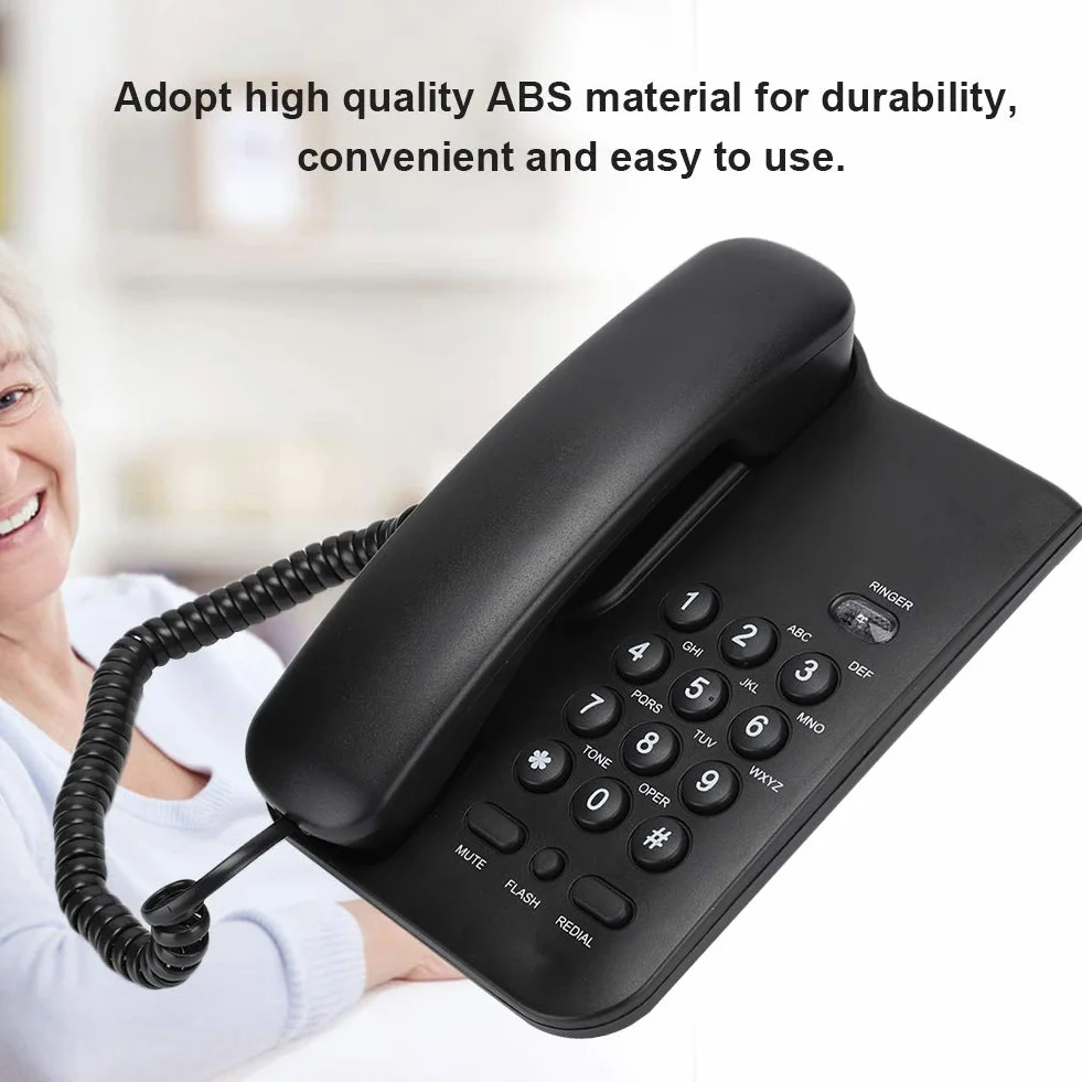 Telefon stacjonarny przewodowy, KX-T3026CID Angielski telefon stacjonarny do domowego biura w hotelu (czarny)