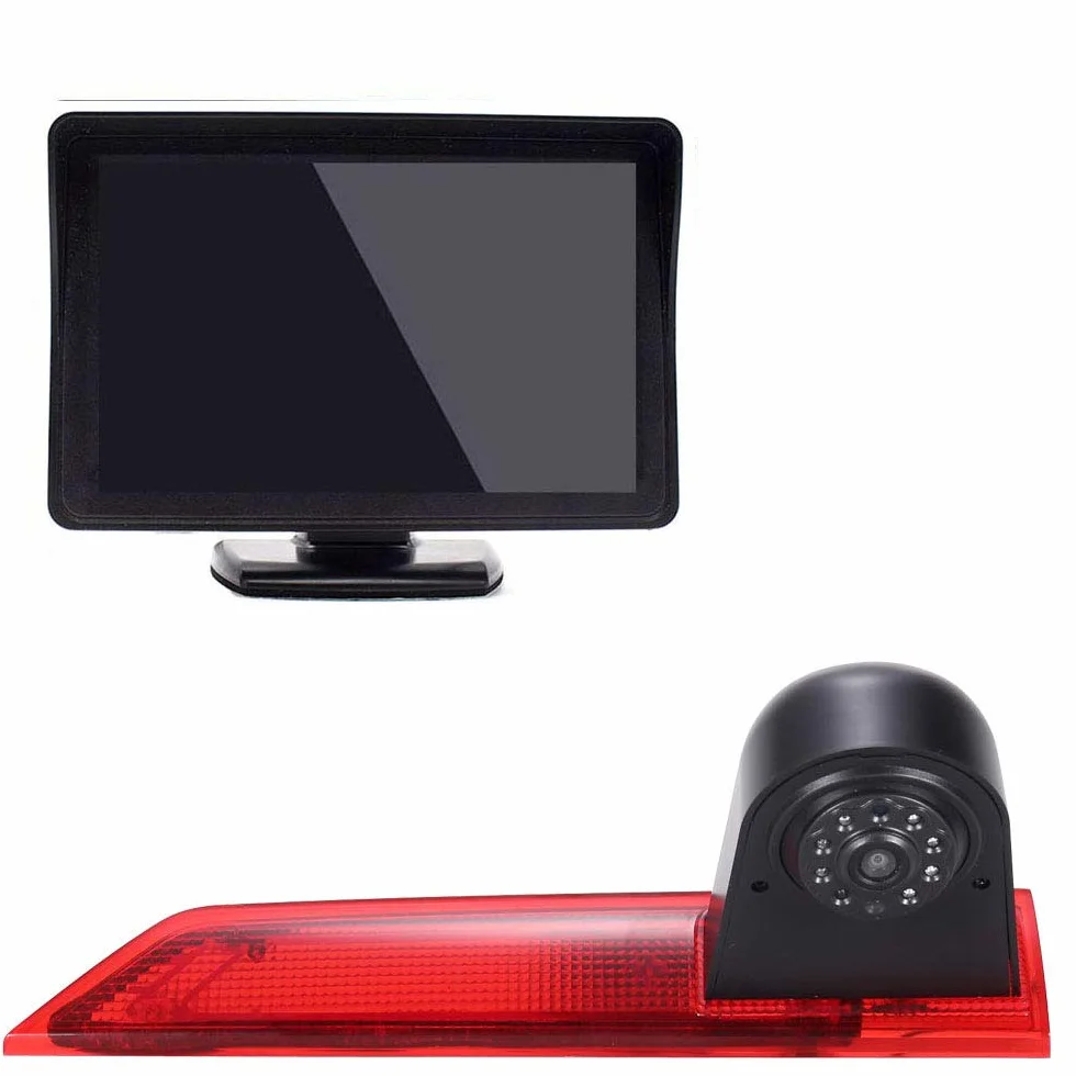 Zestaw kamer HD z wyświetlaczem LCD o przekątnej 4,3", wodoszczelny, szeroki kąt widzenia, światło hamowania, kamery cofania do Ford Transit Custom 2012-2016