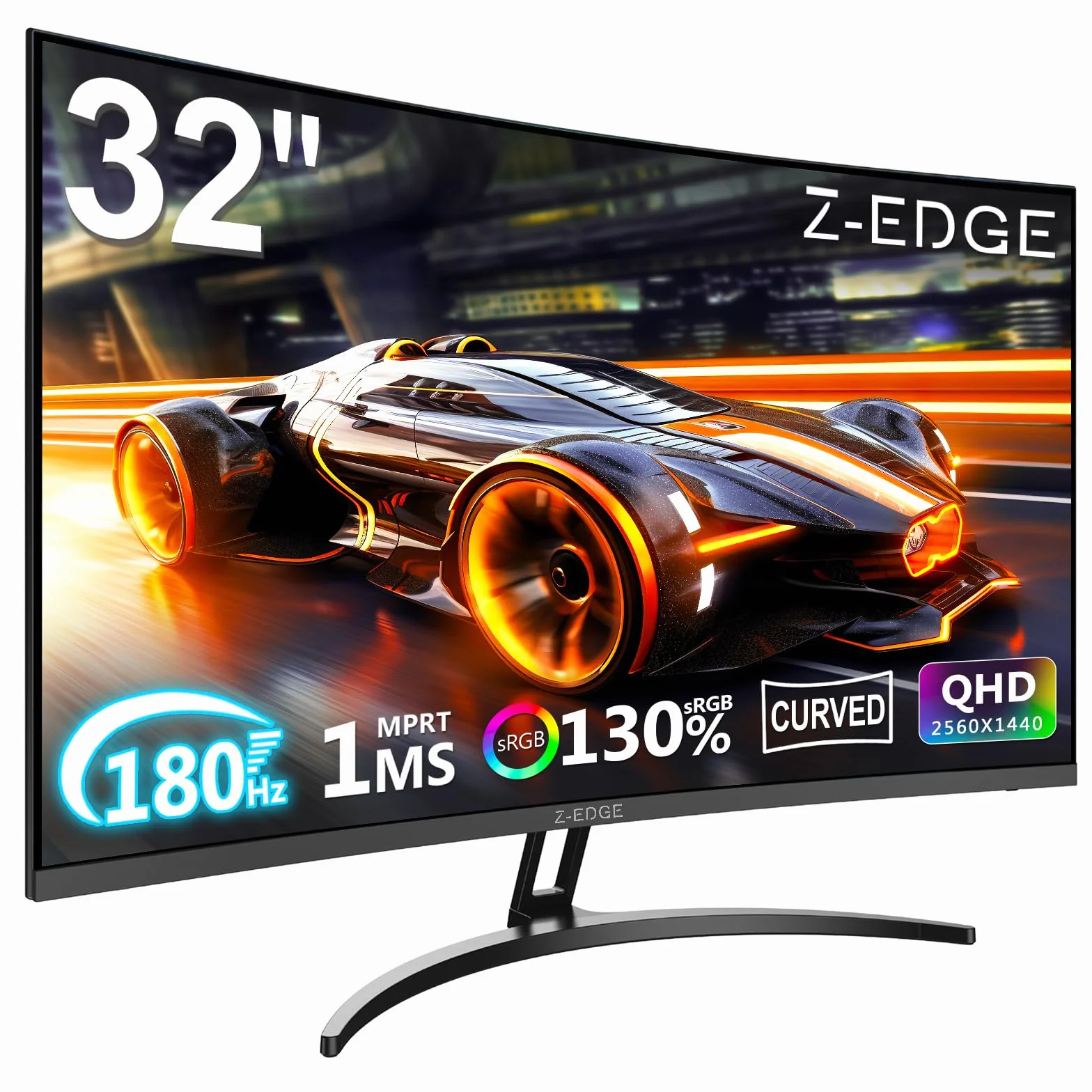 Z-Edge 32-calowy zakrzywiony monitor do gier PC 2K QHD (2560x1440), 1ms, 170 Hz, FreeSync, Regulowane nachylenie, 1500R VA, 2×DP1.4 &2×HDMI2.0, 3000:1, RGB, VESA 75 * 75mm (kabel HDMI w zestawie)