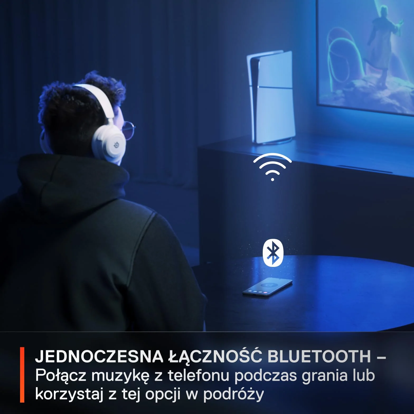 SteelSeries Arctis Nova 7P Wireless — Wieloplatformowy zestaw słuchawkowy do gier i urządzeń mobilnych — 38 godzin pracy na baterii — USB-C — Wysuwany mikrofon — PlayStation, PC, VR, Switch