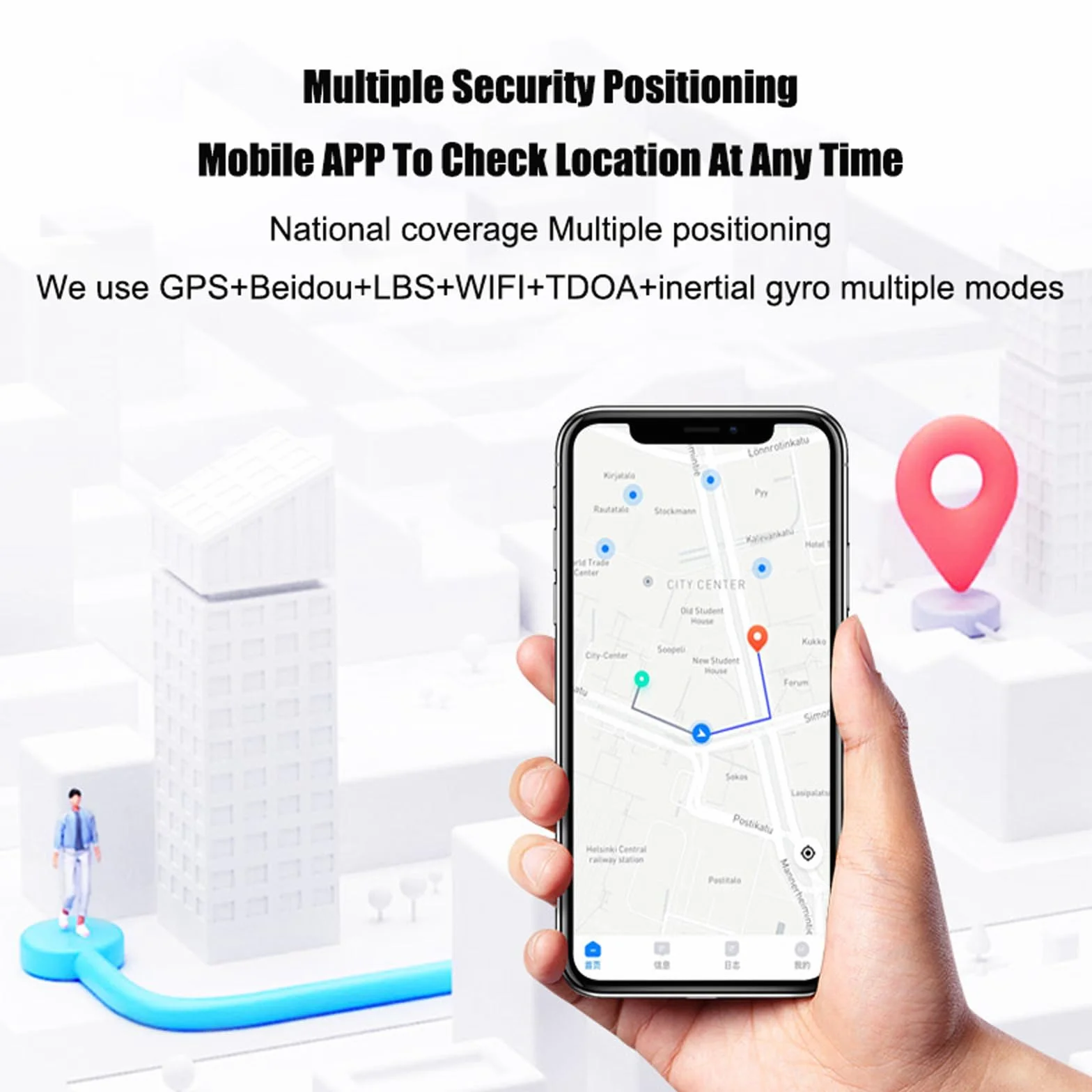 Inteligentny zegarek z wykrywaniem upadków, urządzenia ostrzegające o upadkach dla osób starszych, inteligentny zegarek z pozycjonowaniem GPS 4G,Red