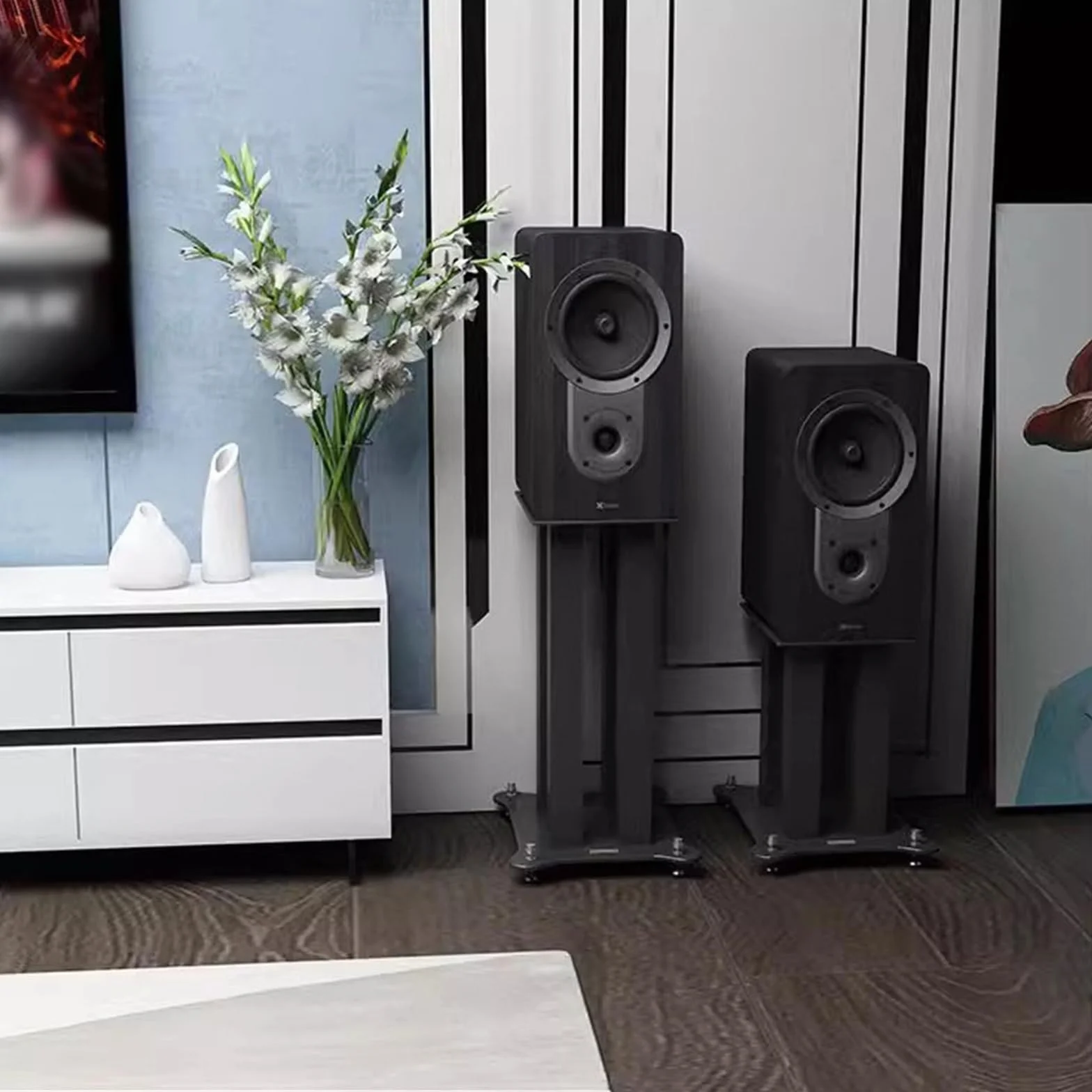 Stojak na głośnik Całkowicie metalowy stojak głośnikowy wspornik audio półka na książki stacjonarny kino domowe żelazny podłogowy surround(20CM)