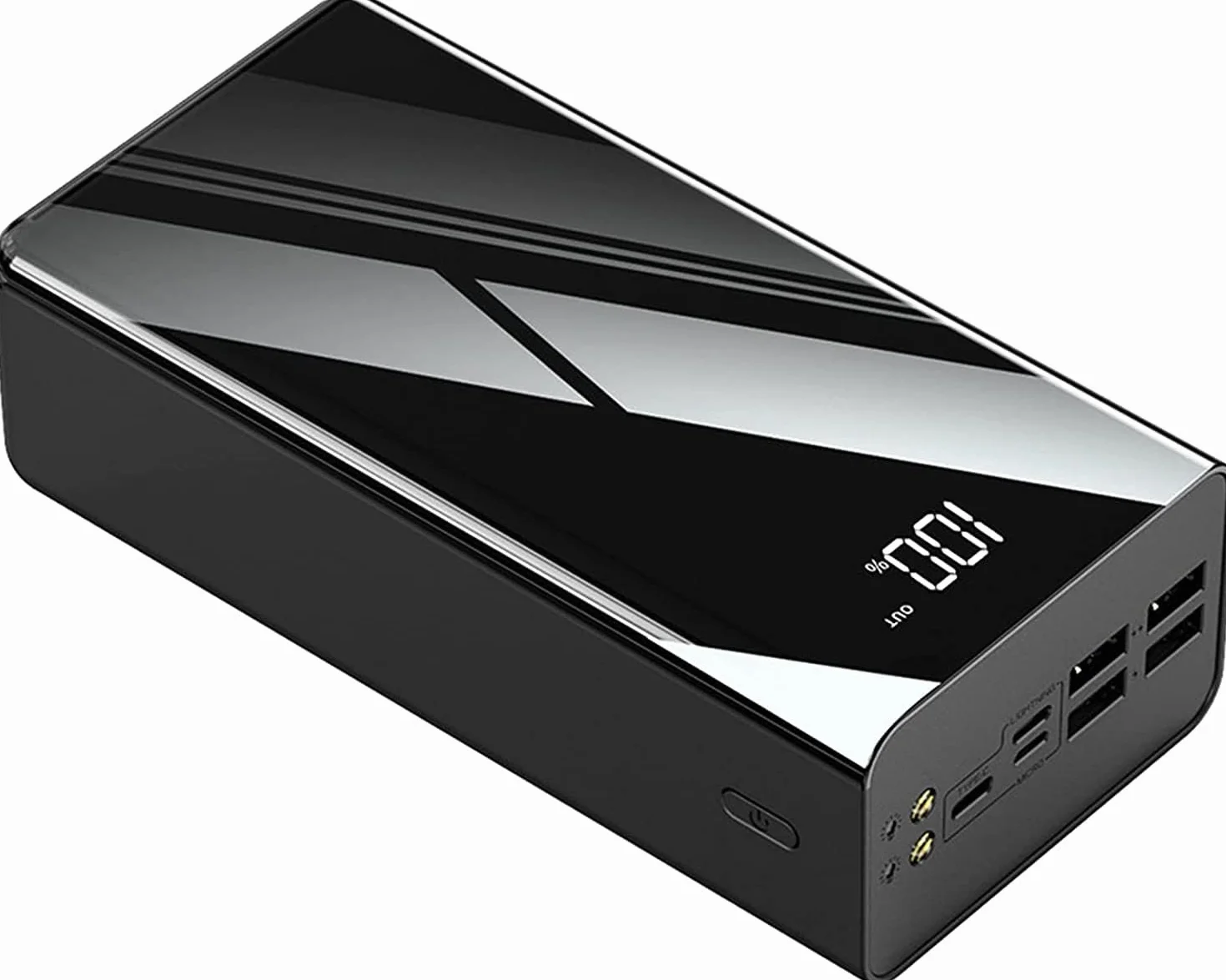 Przenośna ładowarka 40000-100000 mAh powerbank o dużej pojemności, obsługa szybkiego ładowania z wyświetlaczem, może ładować 4 urządzenia jednocześnie do smartfonów, tabletów, konsol do gier (czarna