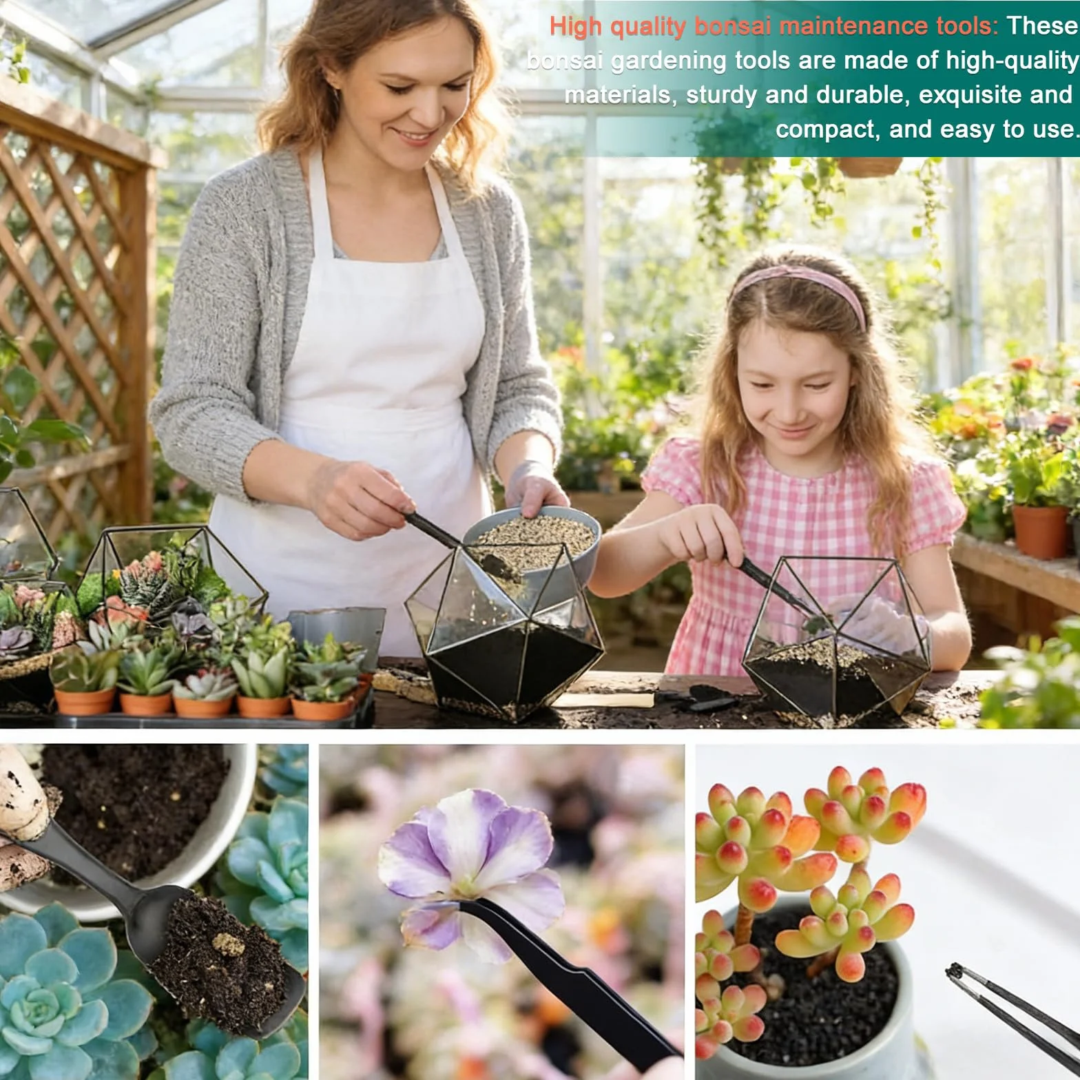 24-częściowy zestaw narzędzi ogrodowych do bonsai z nożyczkami, pęsetą, rękawicami, łopatą