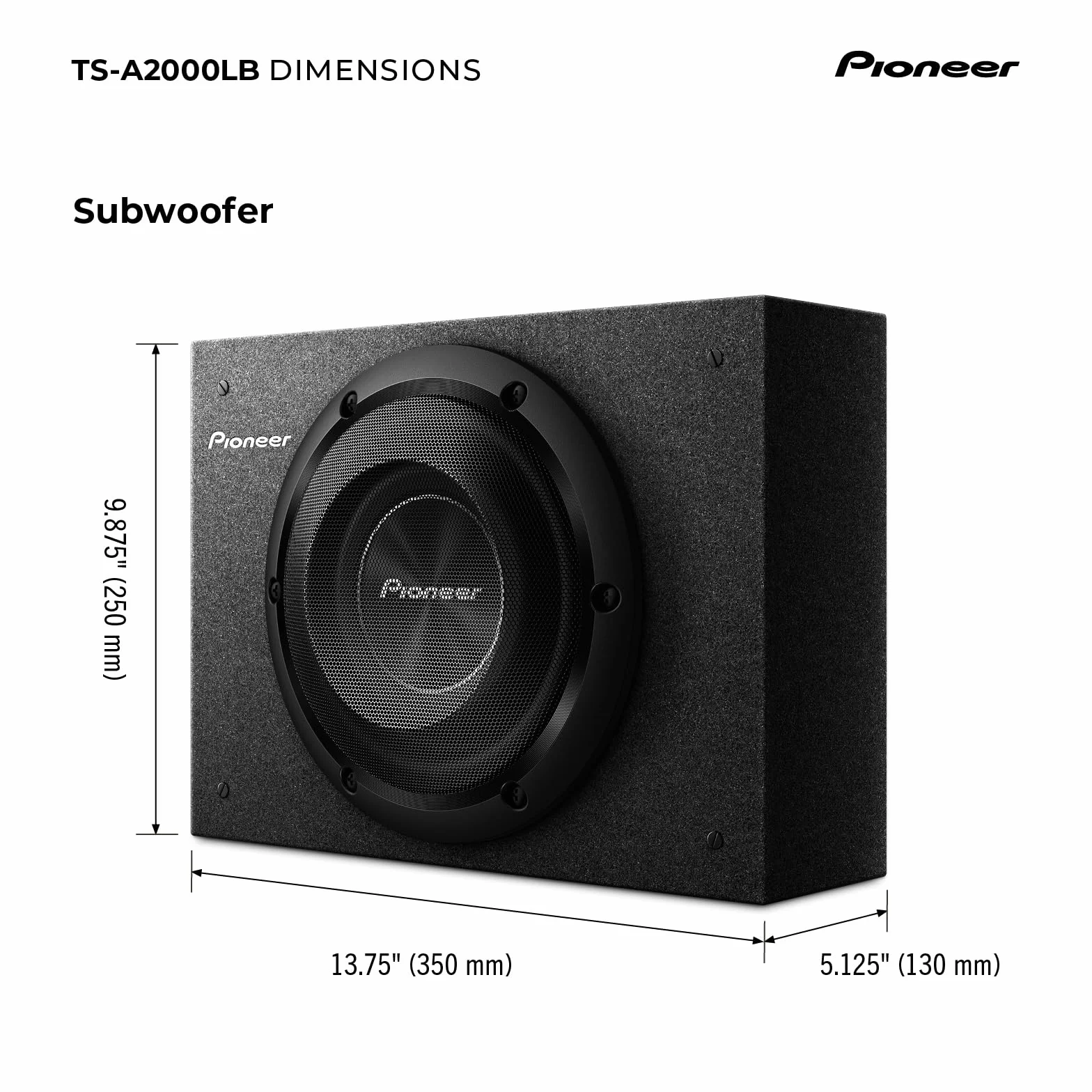 Pioneer TS-A2000LB pasywny subwoofer, wydajna obudowa subwoofera o maksymalnej mocy 700 W, 20 cm, membrana IMPP, czarny, ciągła moc wyjściowa 250 W