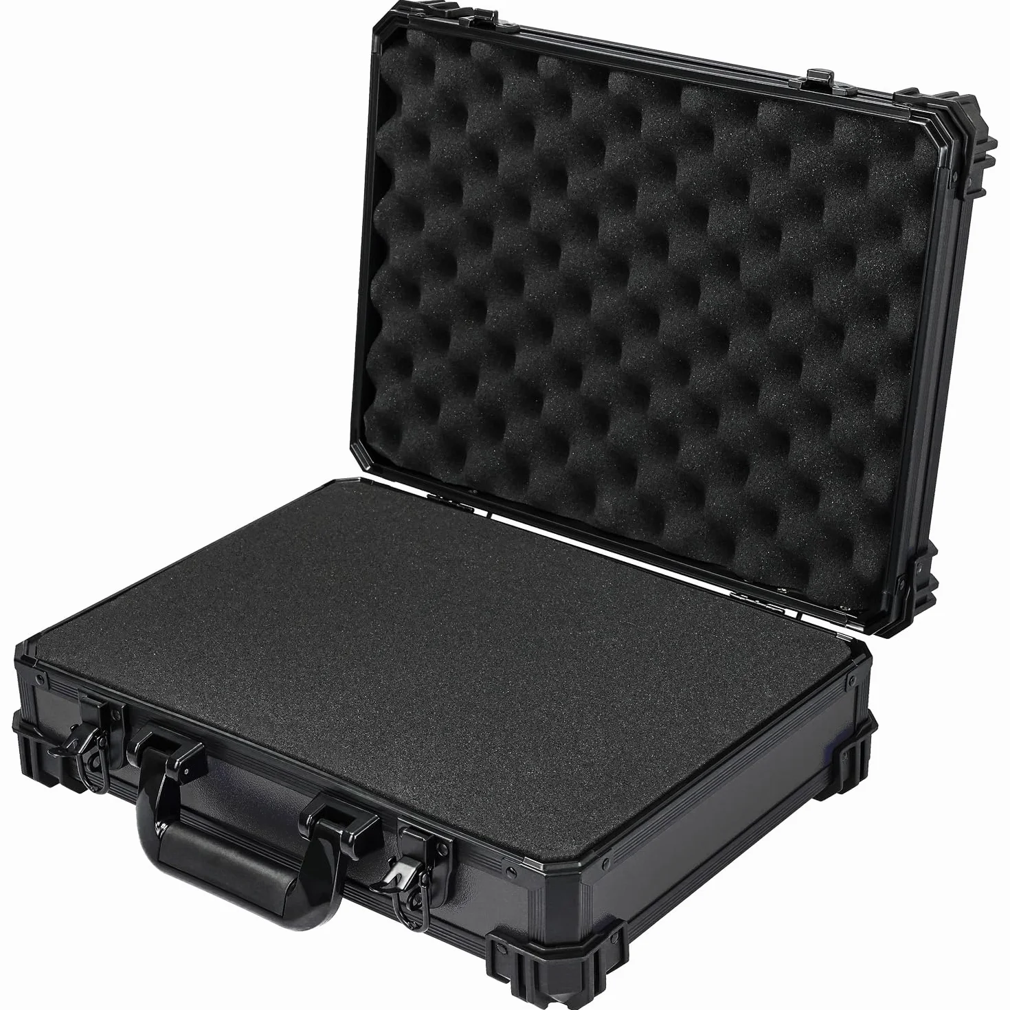 HMF 15500 walizka transportowa z pianką siatkową, uniwersalna obudowa, 39 x 29 x 12 cm, czarna, walizka