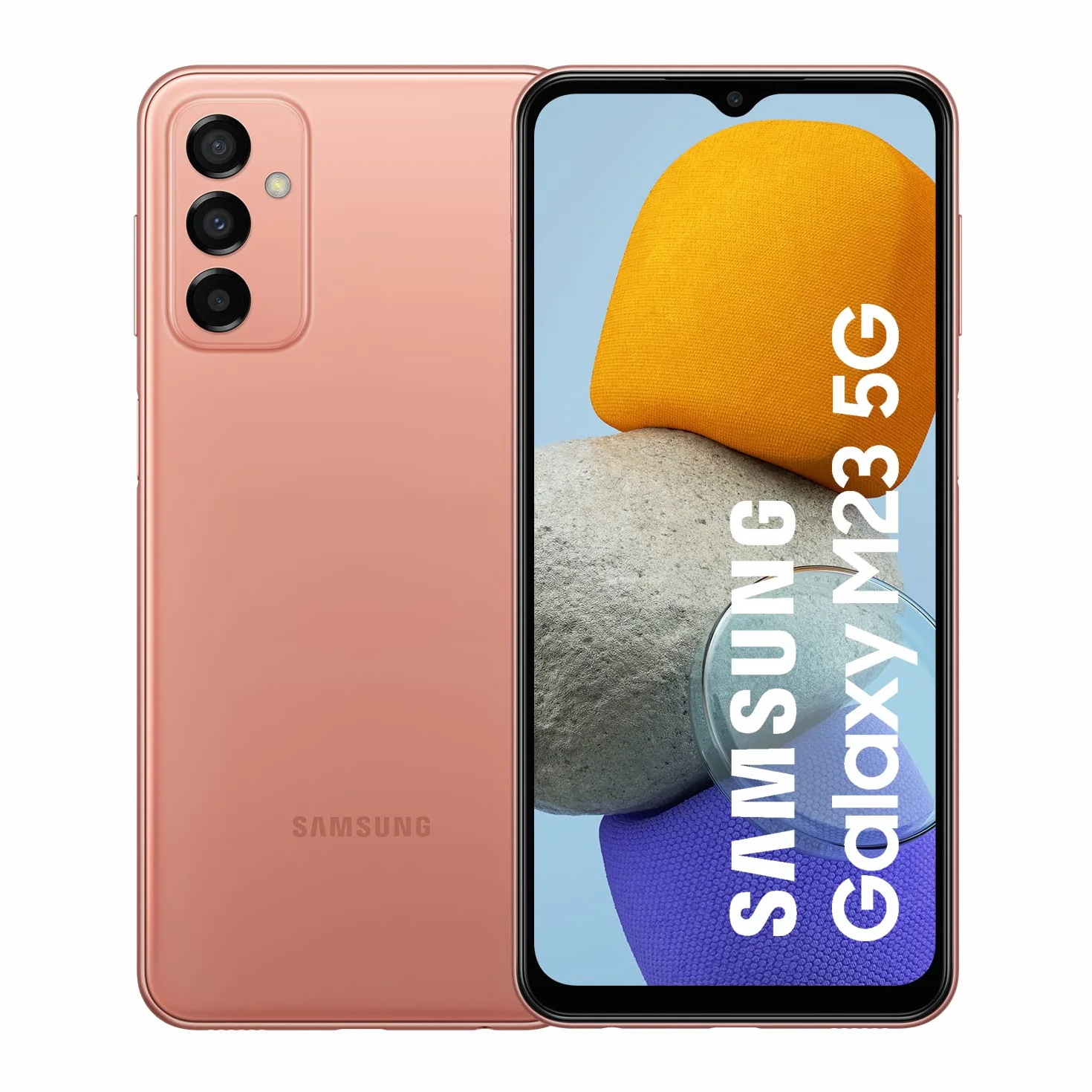 Samsung Galaxy M23 5G, smartfon z systemem Android, wyświetlacz TFT o przekątnej 6,6 cala, akumulator 5000 mAh, 4 GB pamięci RAM 128 GB, Dual-SIM, pomarańczowo-miedziany