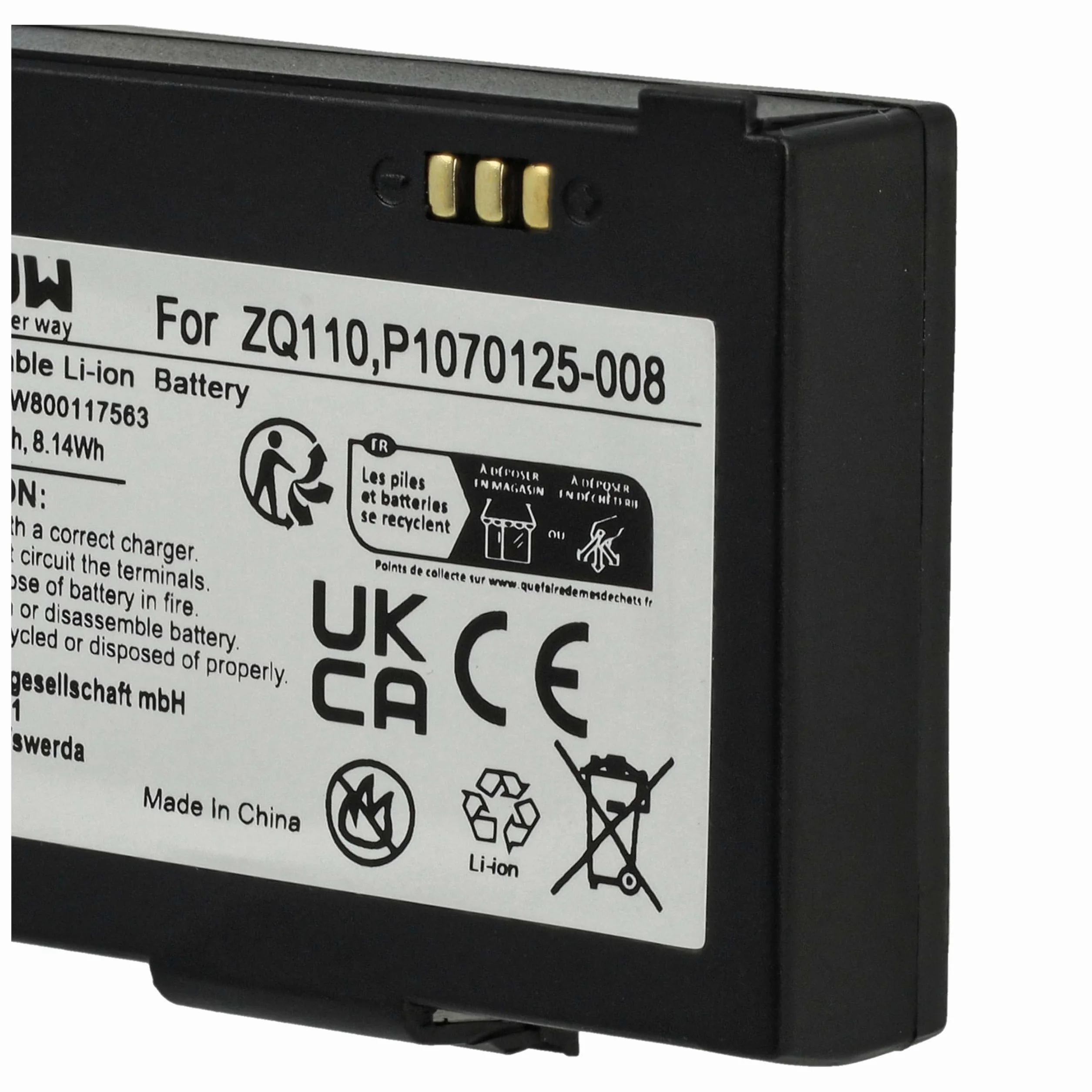 vhbw 2 x akumulator zamienny do Bixolon K409-00007A, PBP-R200 do skanera kodów kreskowych POS (1100 mAh, 7,4 V, litowo-jonowy)