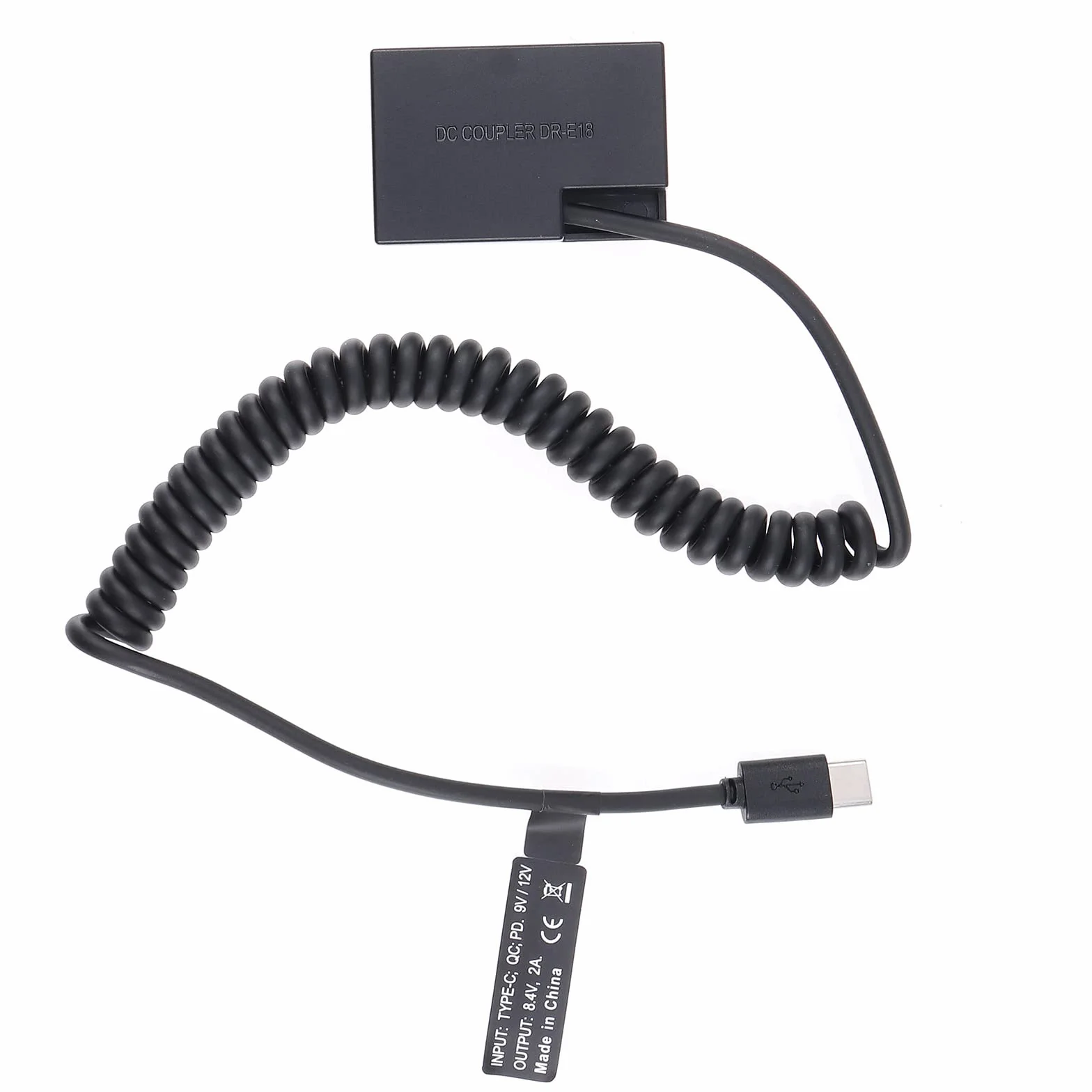 FOTGA DR-E18 łącznik zasilający USB-C typu C do kabla sprężynowego LP-E17 z pełnym dekodowaniem do Canon EOS RP 77D 200D Mark II 750D 760D 800D 850D; Rebel T6i T6s T7i T8i