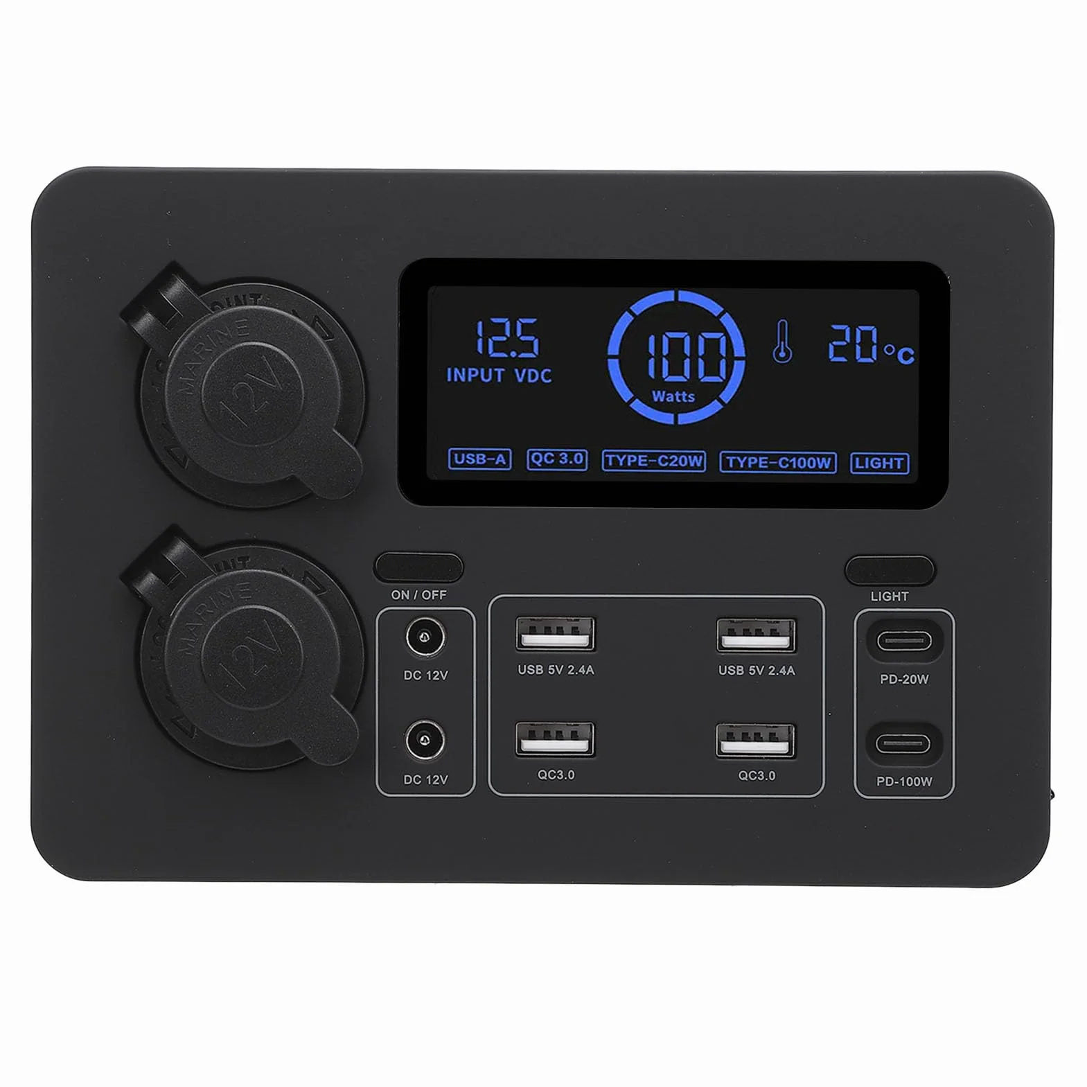 12V Pasuje do Mini Zasilacza Wydajna ładowarka do Wielu urządzeń z Wyświetlaczem LCD Podróży Samochodem RV Boat Przenośna Konstrukcja