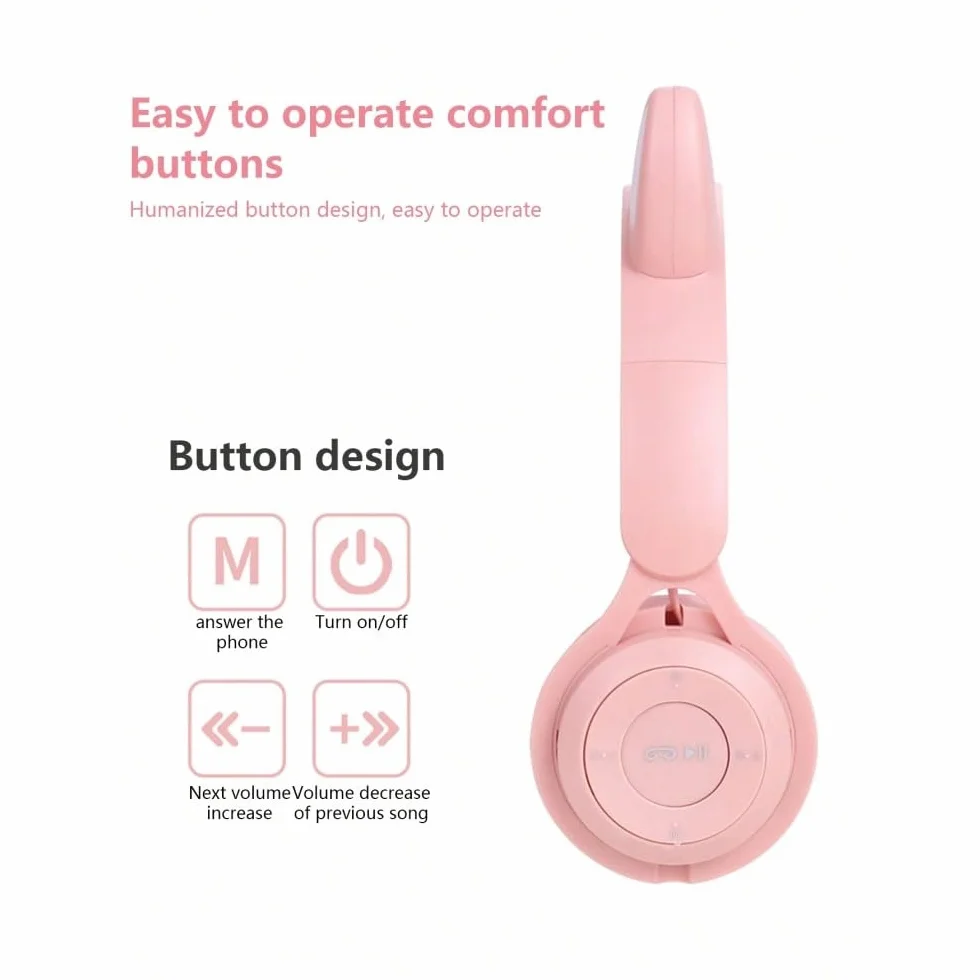DYRBF Bezprzewodowe słuchawki nauszne Bluetooth, podwójny tryb, przewodowe, bezprzewodowe, regulowana opaska na głowę, skóra syntetyczna, z mikrofonem, niebiesko-fioletowy różowy