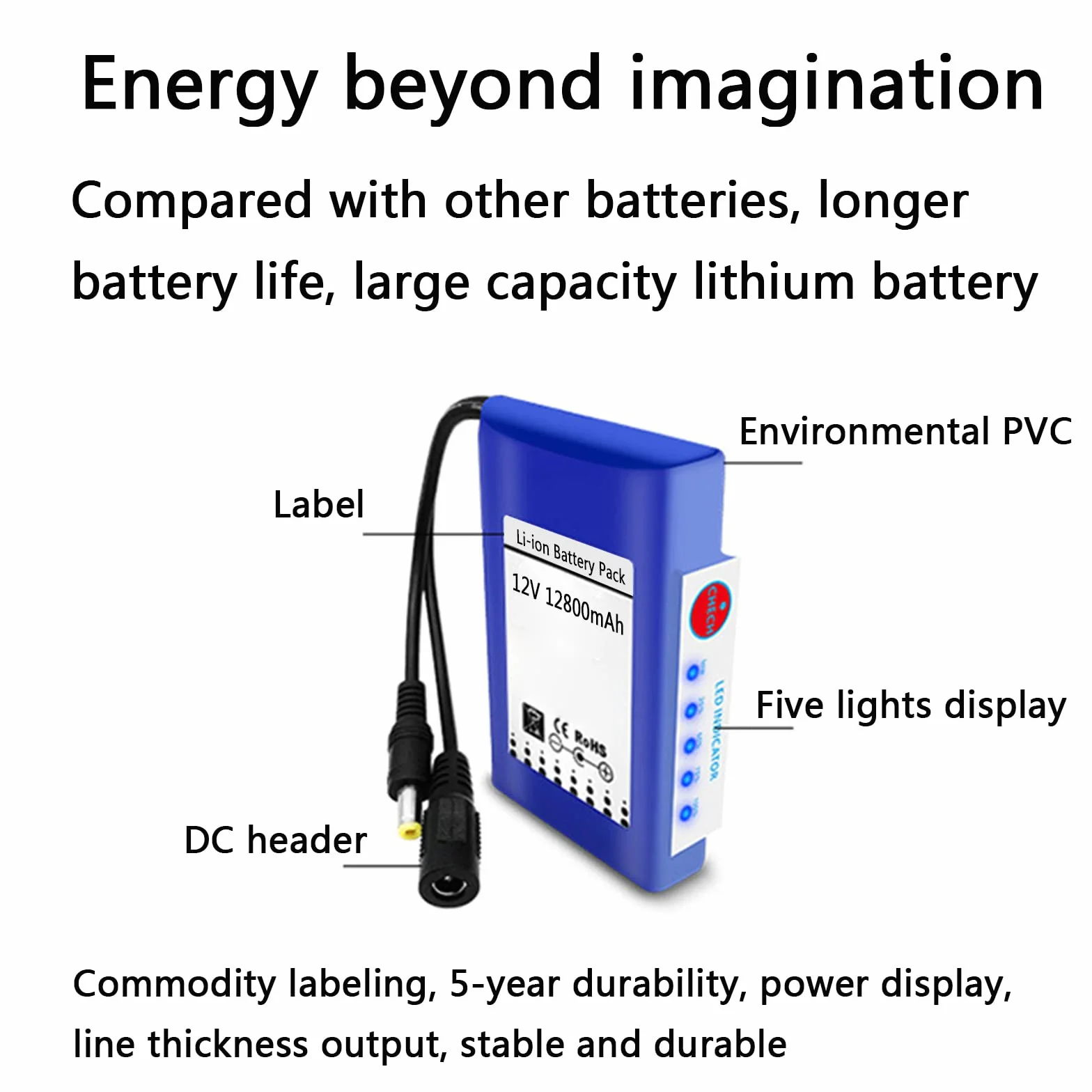 Akumulator litowo-jonowy 12 V, 12800 mAh, wielokrotnego ładowania, z ładowarką do listwy świetlnej LED, aparatów cyfrowych, zabawka elektryczna, oświetlenie przepukliny, narzędzia elektryczne,