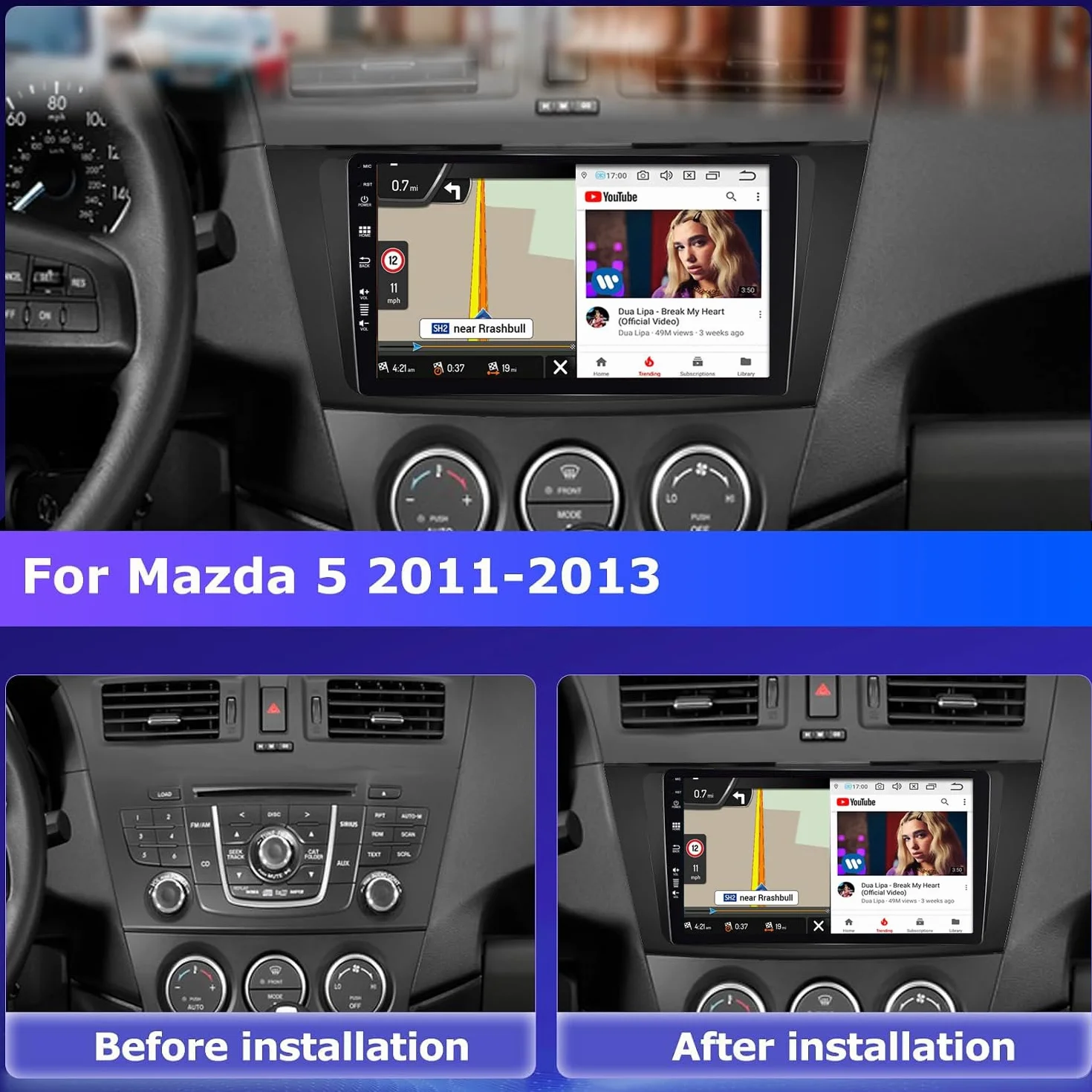 KEC 9" [6G+128G] Android 16 radio samochodowe do Mazda 5 2010-2015 - zintegrowany bezprzewodowy system CarPlay | Android Auto | DSP | GPS Sat Nav | Bluetooth 5.0 | Mirror Link | 360° panoramiczny +
