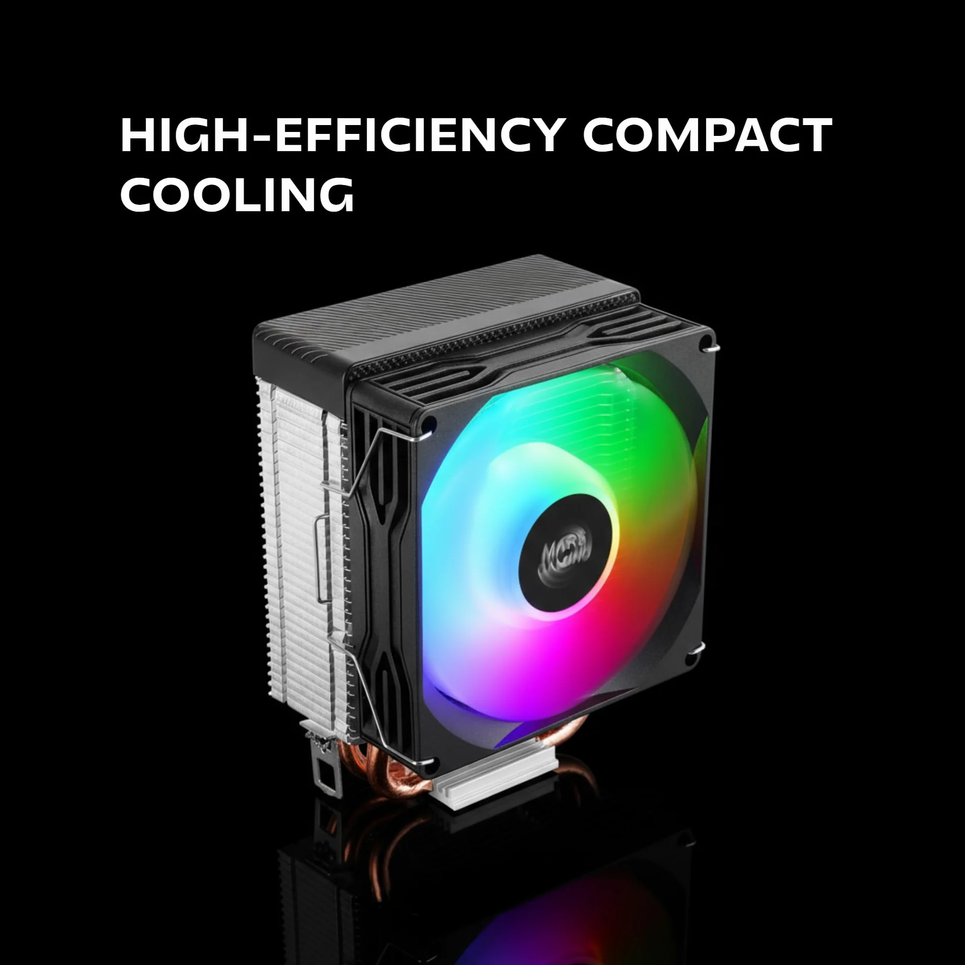 Mars Gaming MCPU-X2, Chłodzenie CPU 150W TDP, 2x Heatpipe, Wentylator PWM FDB, Podświetlenie FRGB, Kompaktowy design SFF/Mini-ITX, Aluminiowe żeberka, Chłodzenie PC kompatybilne z Intel i AMD, Czarny
