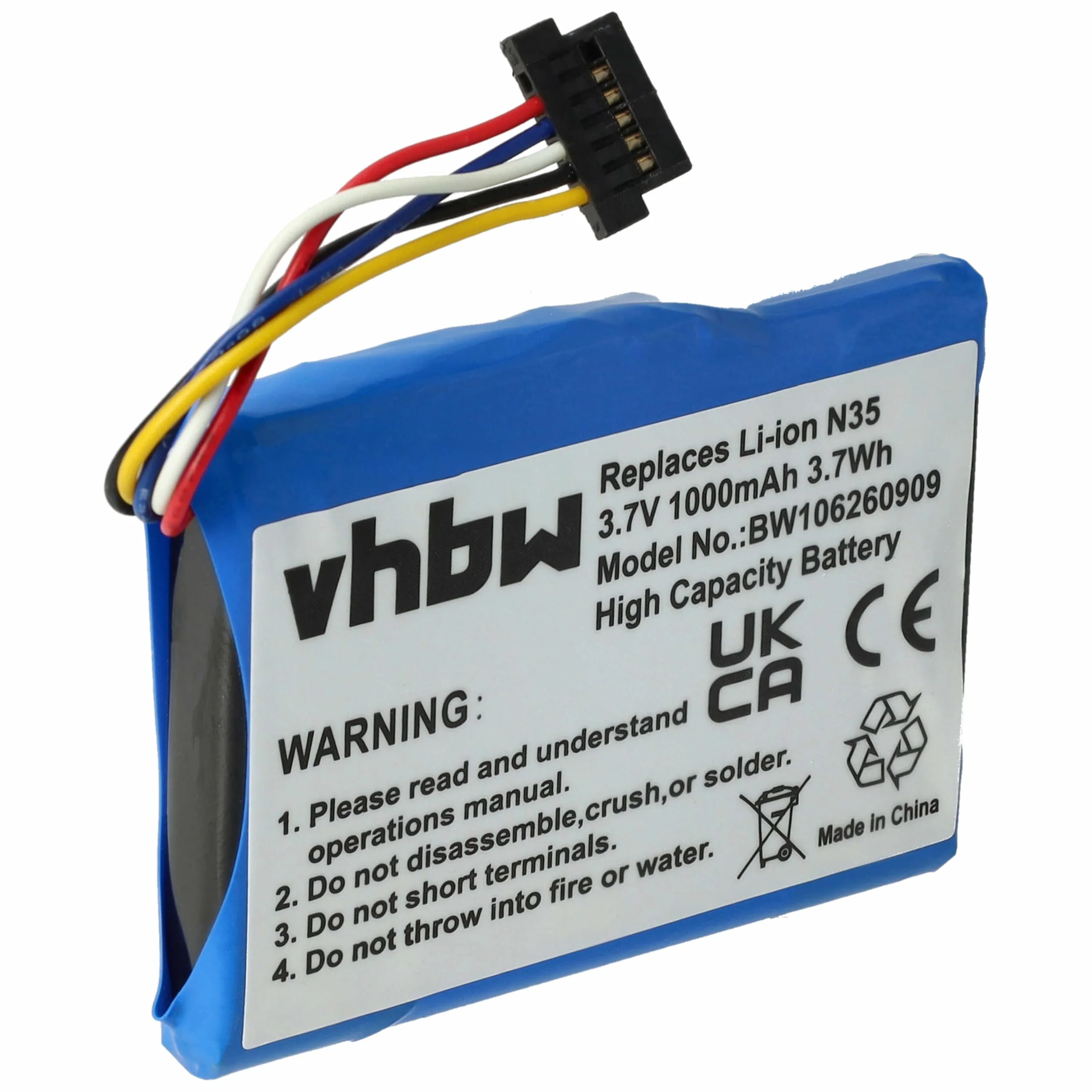 vhbw Zapasowa bateria kompatybilna z systemem nawigacji GPS Acer N35 Sat Nav (1000 mAh, 3,7 V, litowo-jonowa)