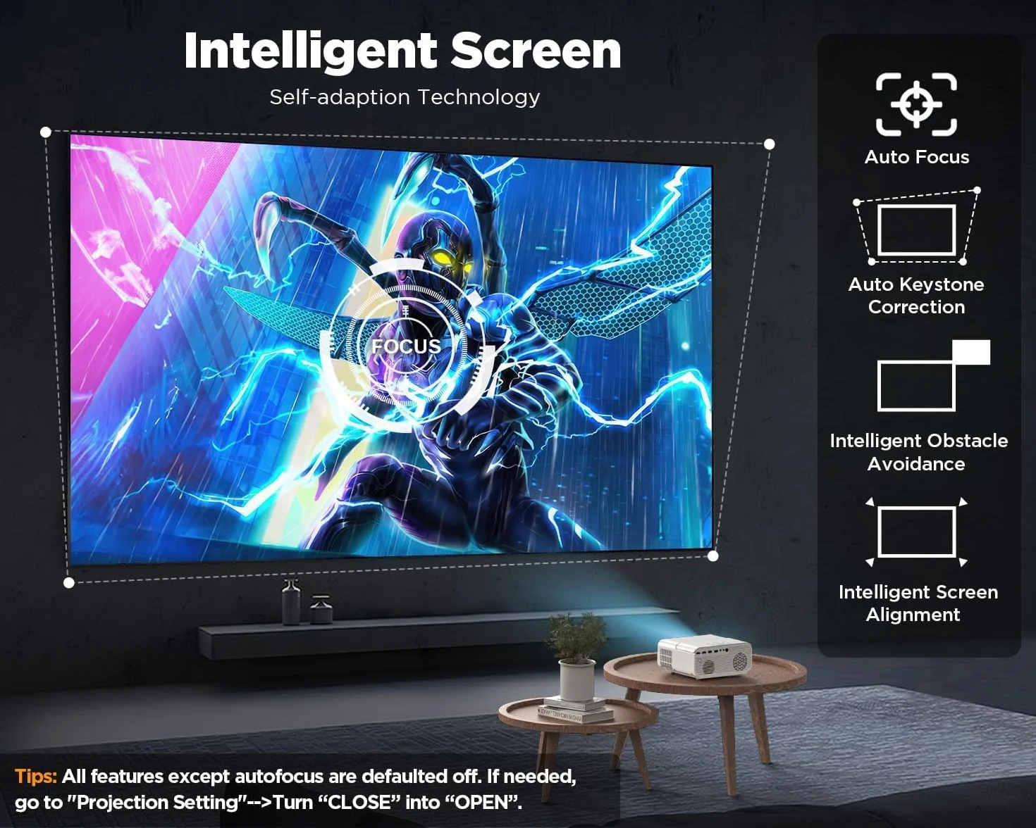 Projektor DBPOWER 4K z WiFi 5G i dwustronnym Bluetooth, projektor zewnętrzny 600ANSI FHD Native 1080P z 4P4D/PPT/Zoom, mini projektor domowy kompatybilny z TV Stick (biały)