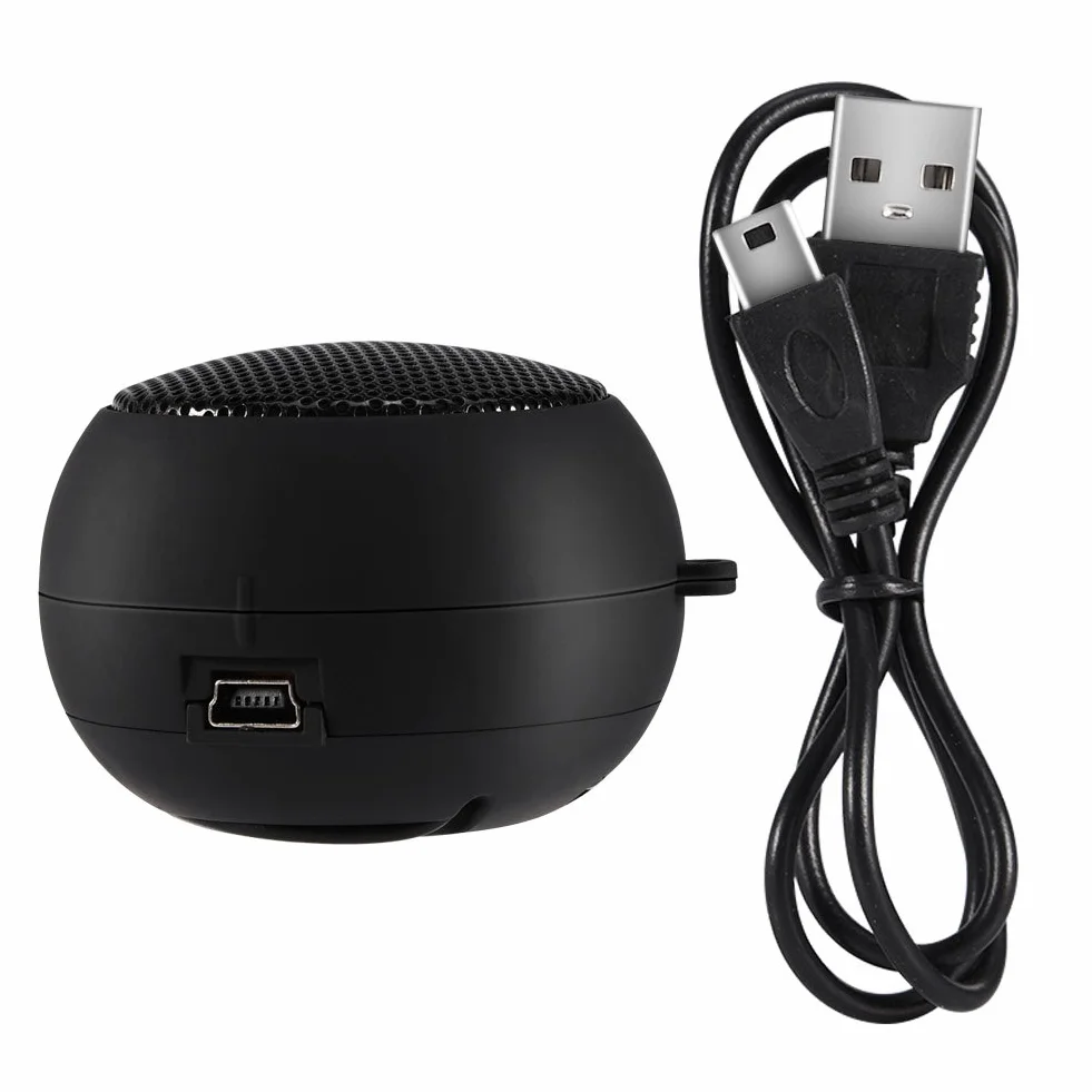 Mini przenośny głośnik głośny podróżny wbudowany akumulator z kablem do ładowania USB 3,5 mm do telefonu komórkowego MP3 PC (czarny)