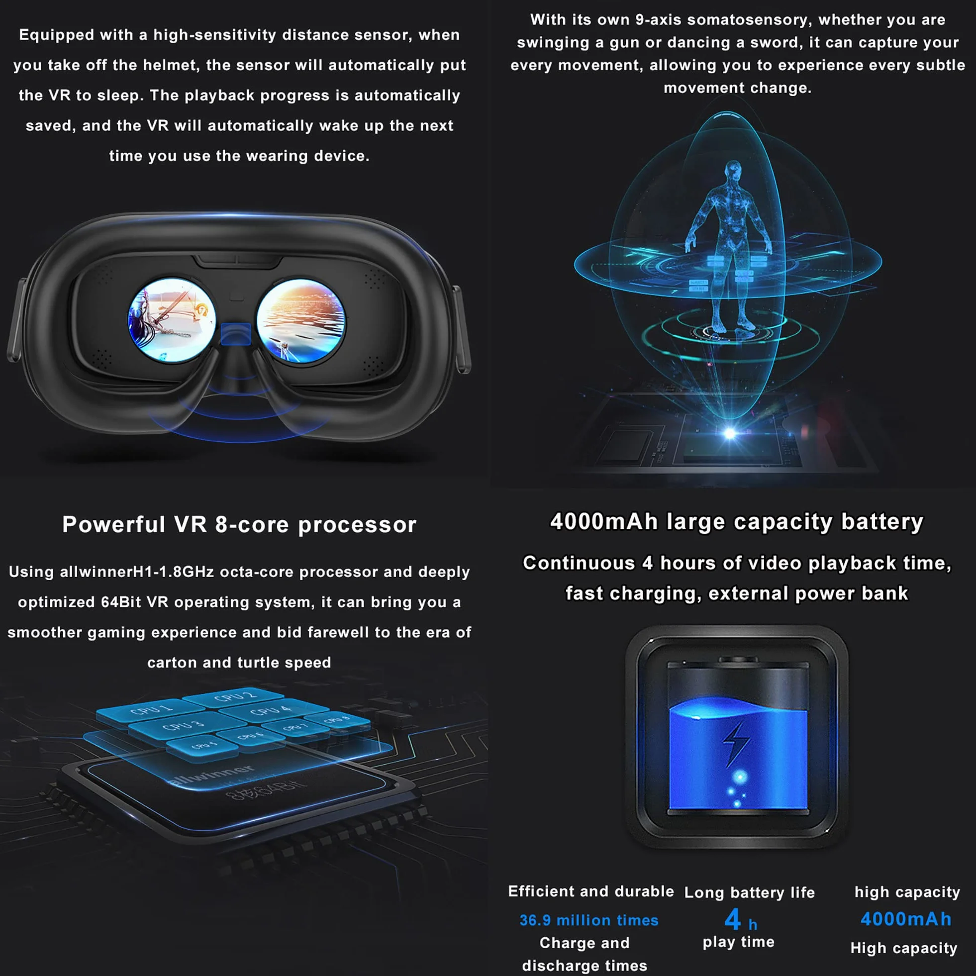 Maszyna All-in-one Do Wirtualnej Rzeczywistości VR, Okulary HD 3D Do Wirtualnej Rzeczywistości, 2G RAM + 16G ROM, Z 9-osiową Somatosensorią, Bluetooth, Podwójna Transmisja WiFi, Wideo/filmu/gry