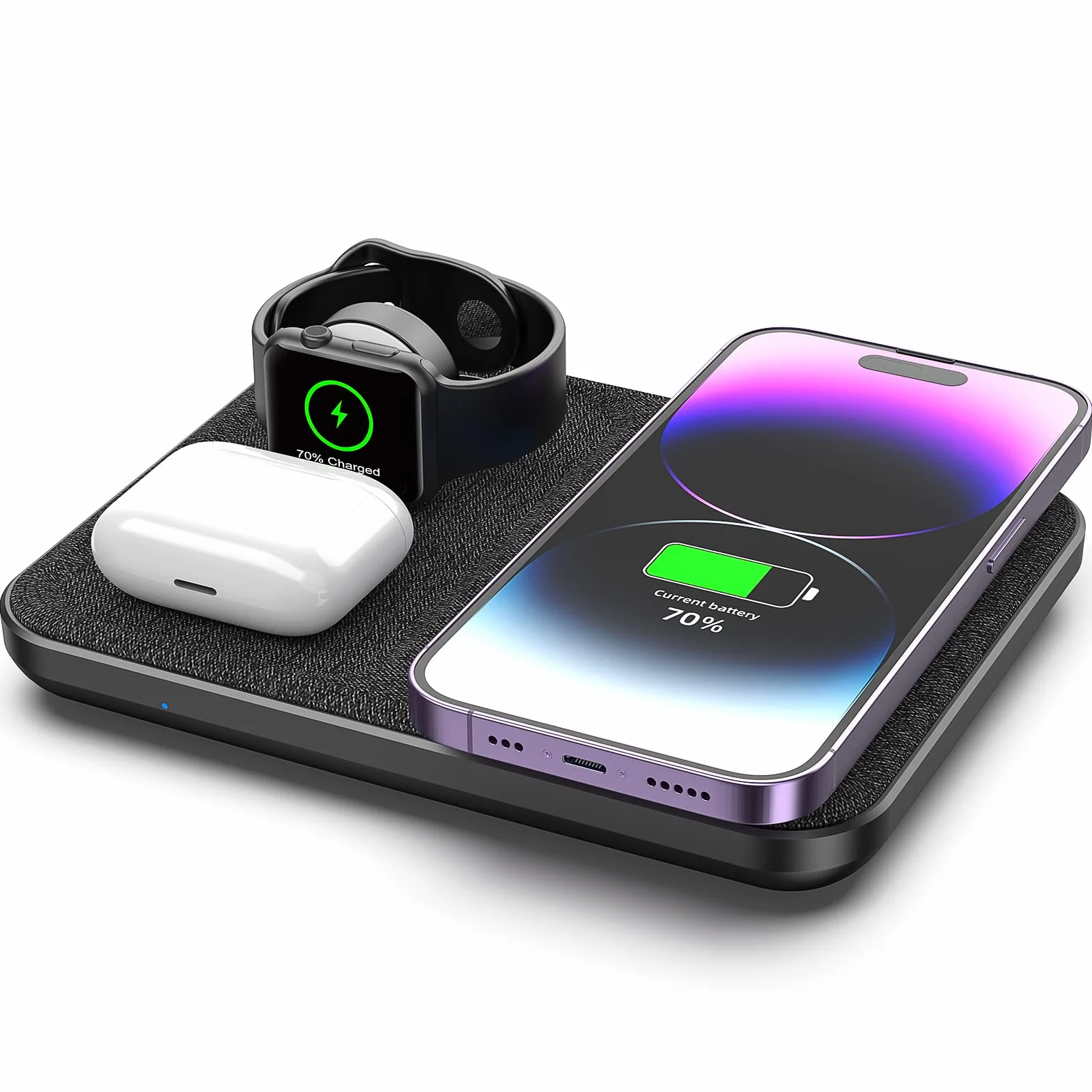 Mangotek Zamiennik dla bezprzewodowej ładowarki 3 w 1 Qi stacja ładująca ładowarka stacja dokująca z wyjściem USB C PD 18 W do Apple Watch i AirPods iPhone 13/12 Pro Max/11/SE/XS Max/XR/X/8/8Plus