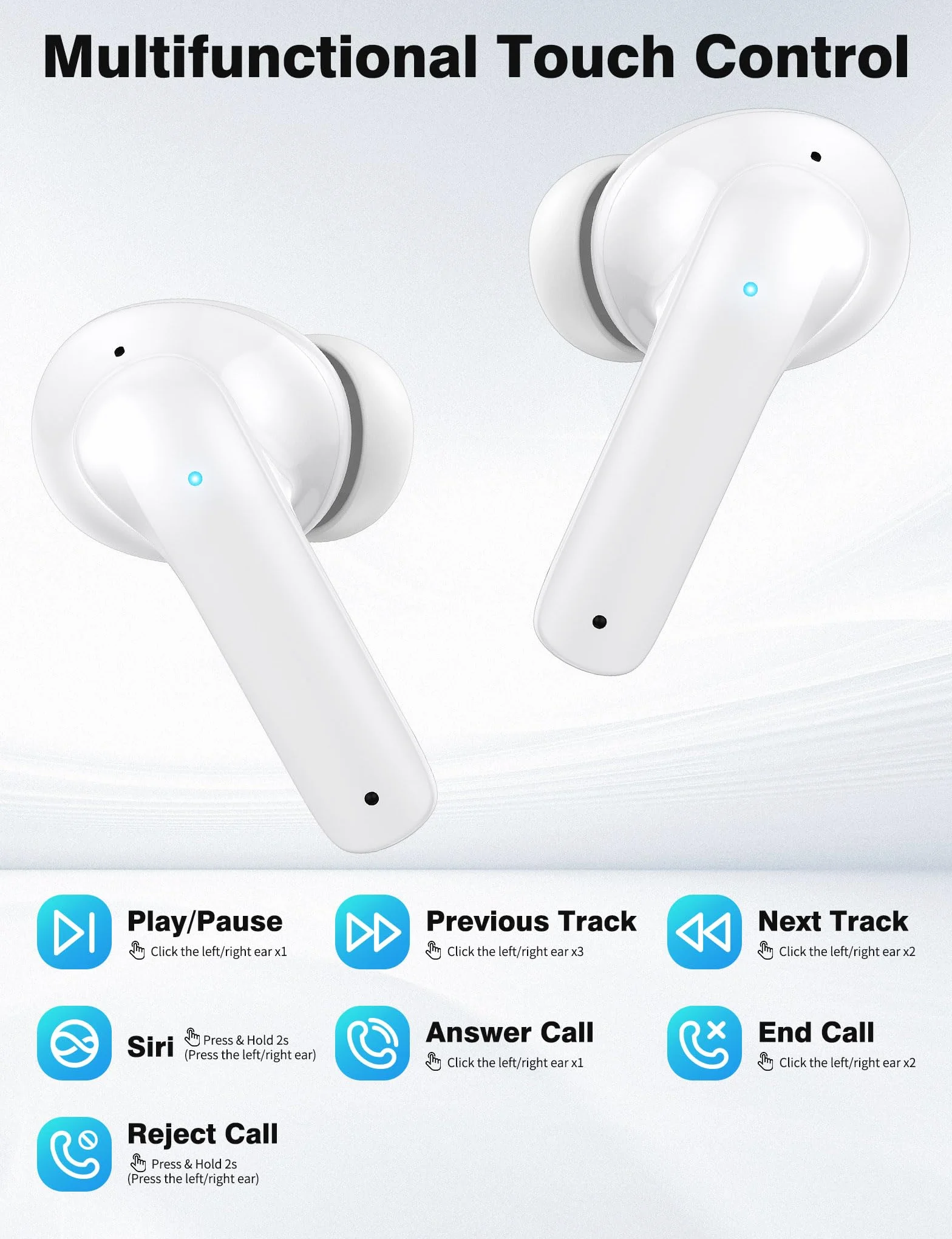 iMangoo Bezprzewodowe słuchawki douszne Bluetooth 5.3 z wyświetlaczem LED 50 godzin ENC | Słuchawki bezprzewodowe USB C z mikrofonem ENC do iPhone 17 Pro Max 14 13 pikseli 10a 9a do Samsung A17 A26 A57 A37 A56