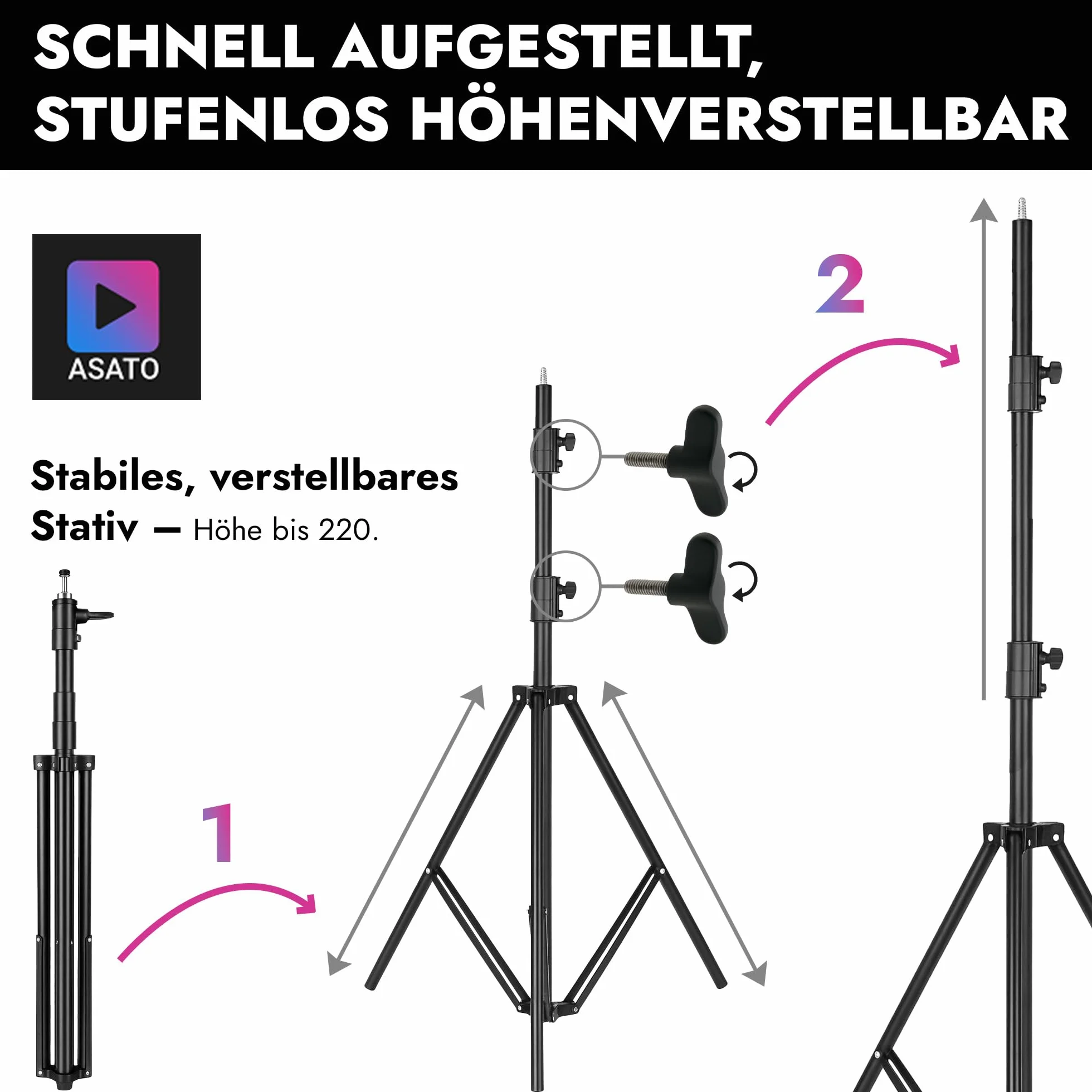 Lampa pierścieniowa LED 80W, Uchwyt na telefon, ze Statywem 220 cm, Selfie, Kosmetyczna,3 barwy świecenia,