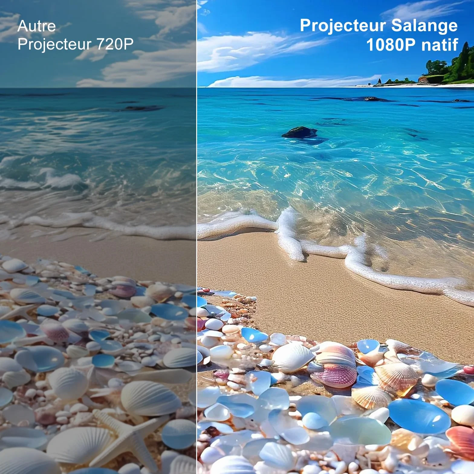 Salange Beamer,Native 1080P Projektor Unterstützt 4K, Android 14 Smart Beamer mit WiFi6 und Bluetooth 5.4 Elektronischer Fokus & Auto Korrektur, One Click Use Built-in YouTube/PrimeVideo/D+