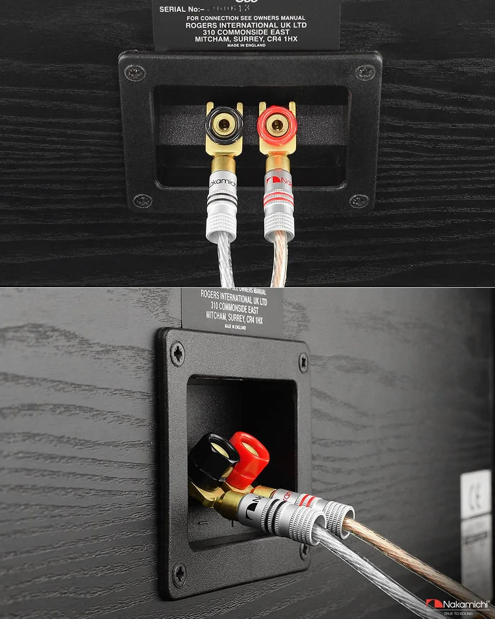 Nakamichi Excel Series 24K pozłacany wtyk bananowy 12-18 AWG Rozmiar miernika 4mm do głośników Wzmacniacz HiFi Odbiornik AV Stereo Kino domowe Złącze Audio (2 Szt., Wtyki bananowe Spades Y)