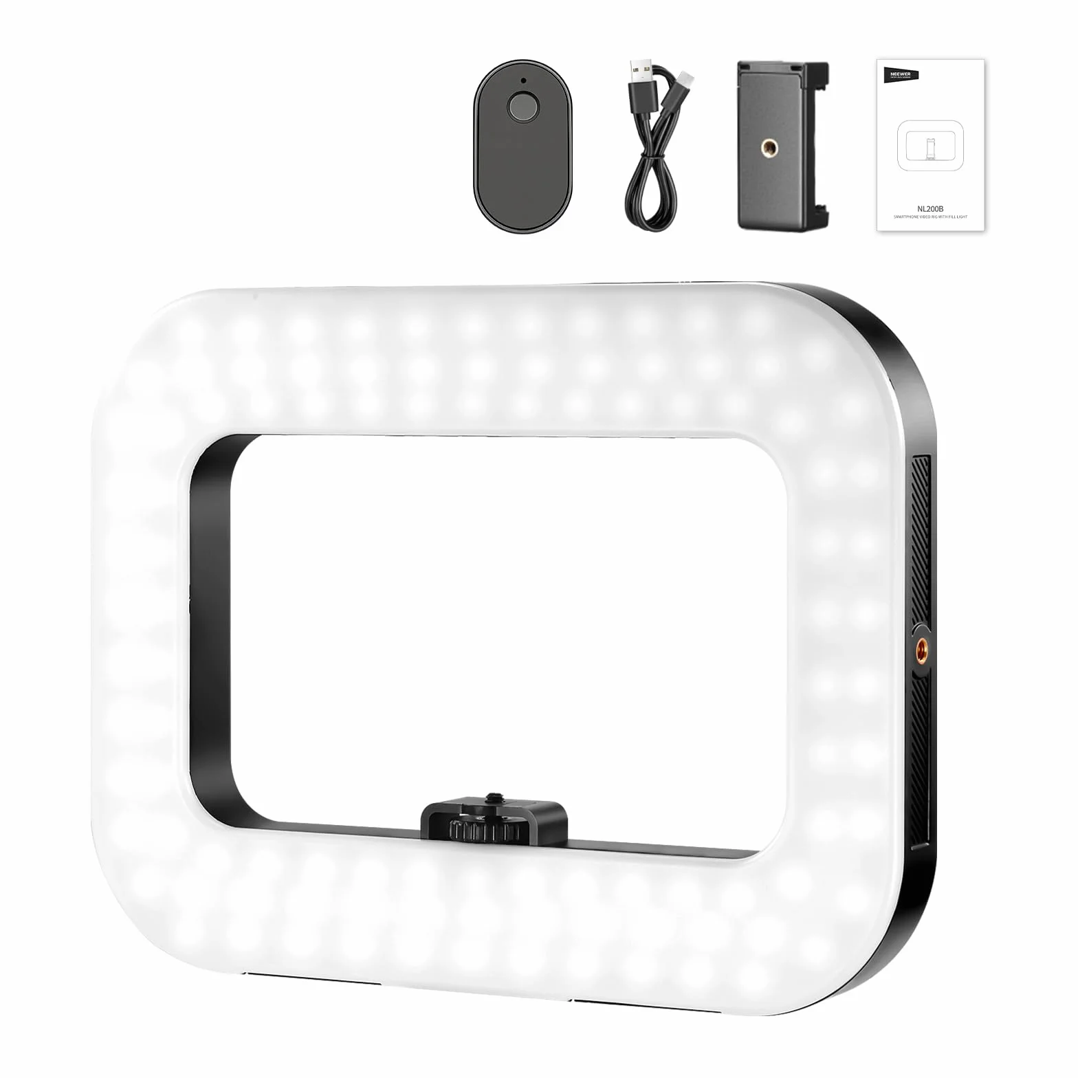 NEEWER Entry Level Version telefon komórkowy Video Rig ze światłem do selfie, stabilizator dłoni z dwukolorowym światłem pierścieniowym LED 20 W, 3 stopki błyskowe/akumulator 5200 mAh / CRI80+ do