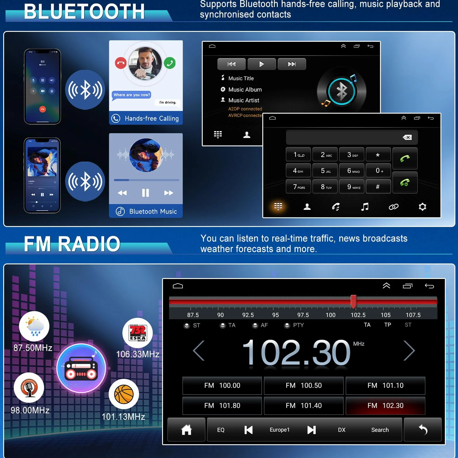 2+32G Android 15 radio samochodowe do Chevy S10 2003-2006 z Carplay Android Auto | 7-calowy ekran dotykowy Auto Stereo Display Player Radio GPS Navigation Head Unit z SWC FM RDS MirrorLink Split Screen
