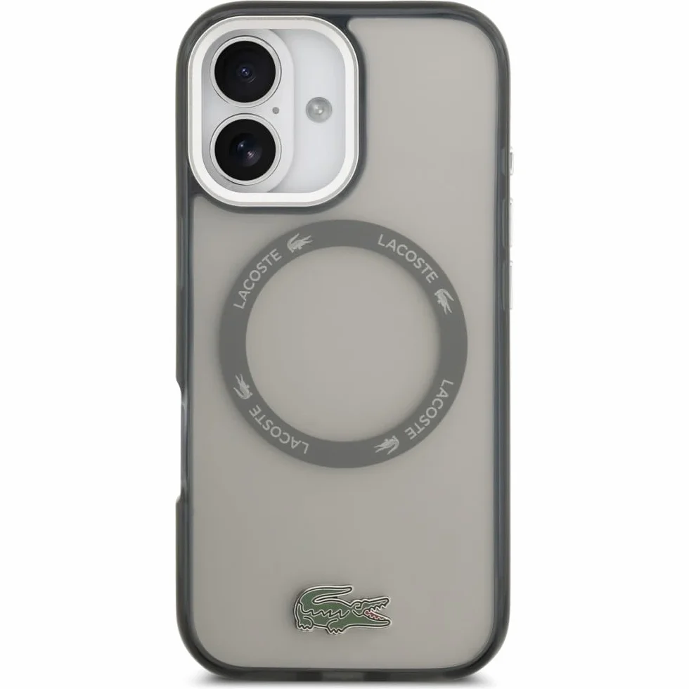 CG MOBILE Lacoste Shockproof przezroczyste etui kompatybilne z MagSafe do iPhone 17 x (szare)