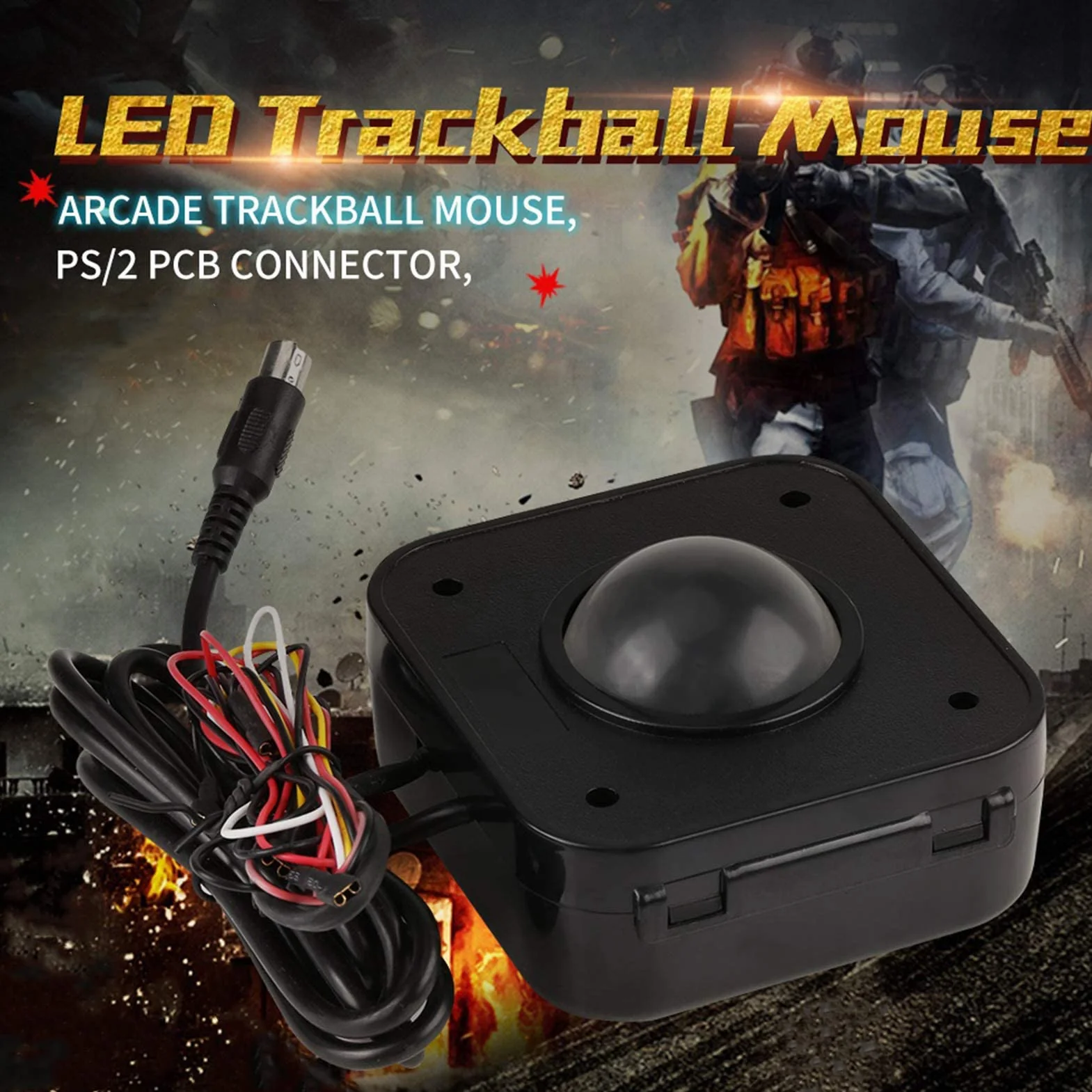 WANGCL 4,5 cm okrągła mysz LED Trackball PS/2 złącze PCB, przewodowy trackball USB do gier zręcznościowych