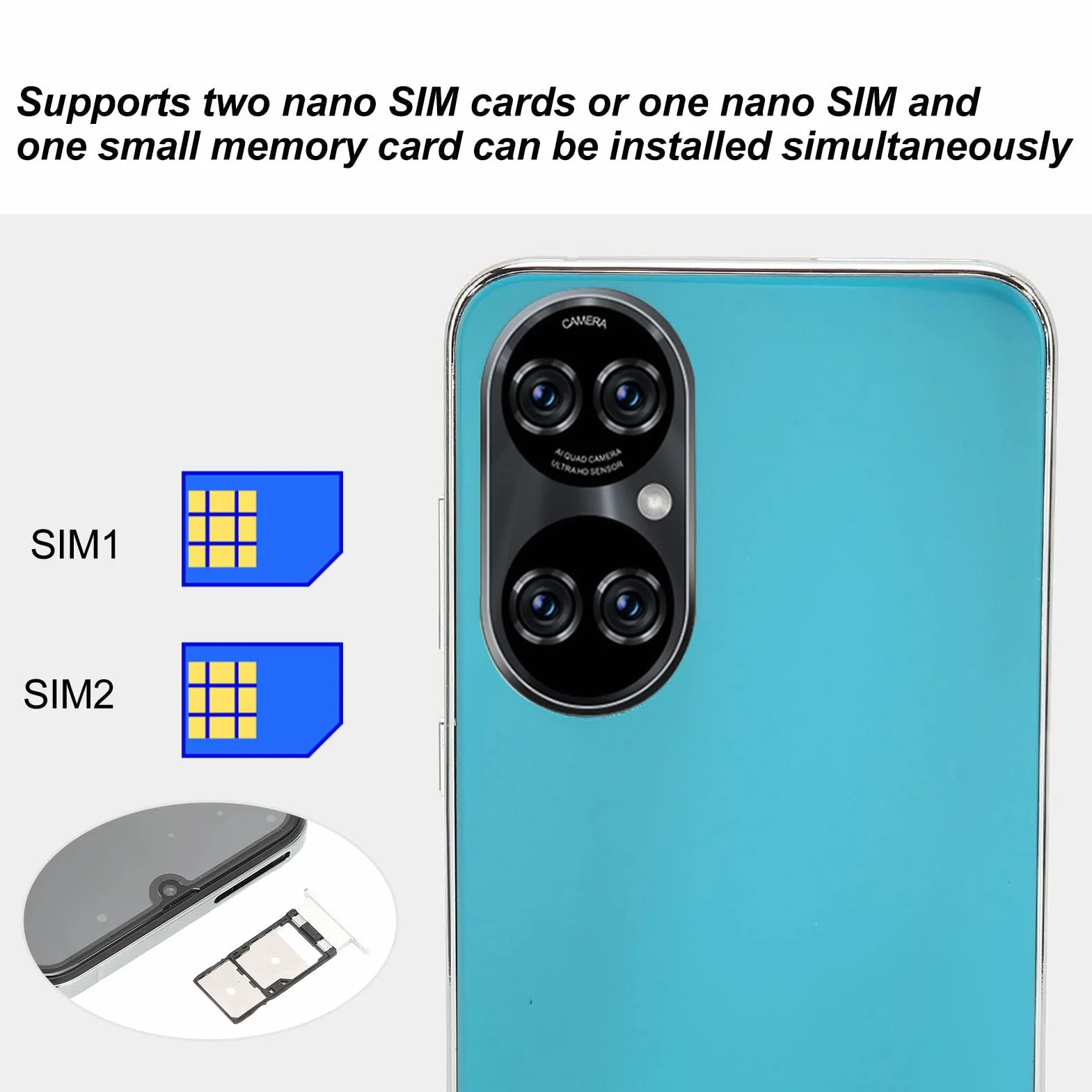 Telefon komórkowy, 100-240 V MT6580P Czterordzeniowy procesor 6,1 cala HD Rozpoznawanie twarzy Smartfon odblokowany do połączeń (Wtyczka UE)