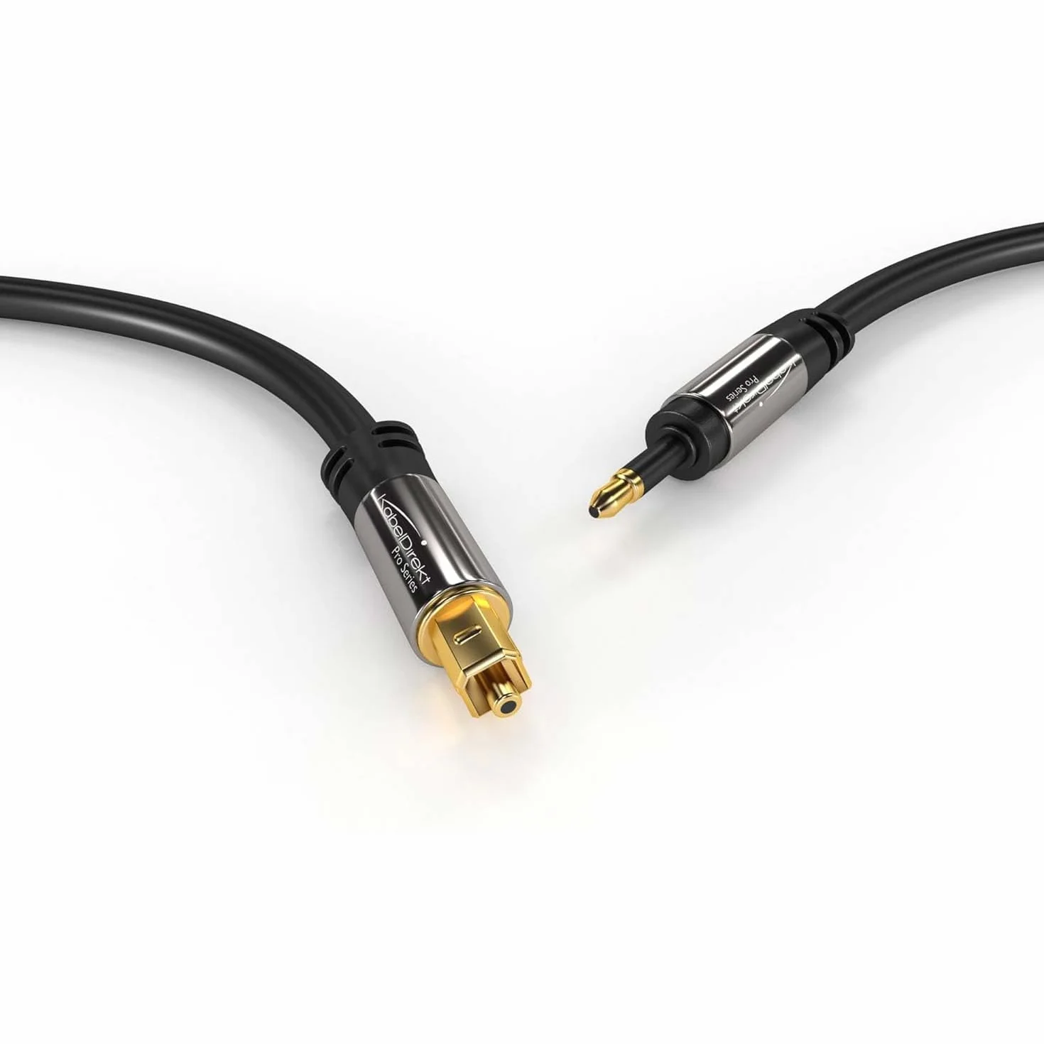 KabelDirekt – Przewód optyczny cyfrowy audio Mini-TOSLINK 0,5m (Mini-TOSLINK > TOSLINK) – PRO Series