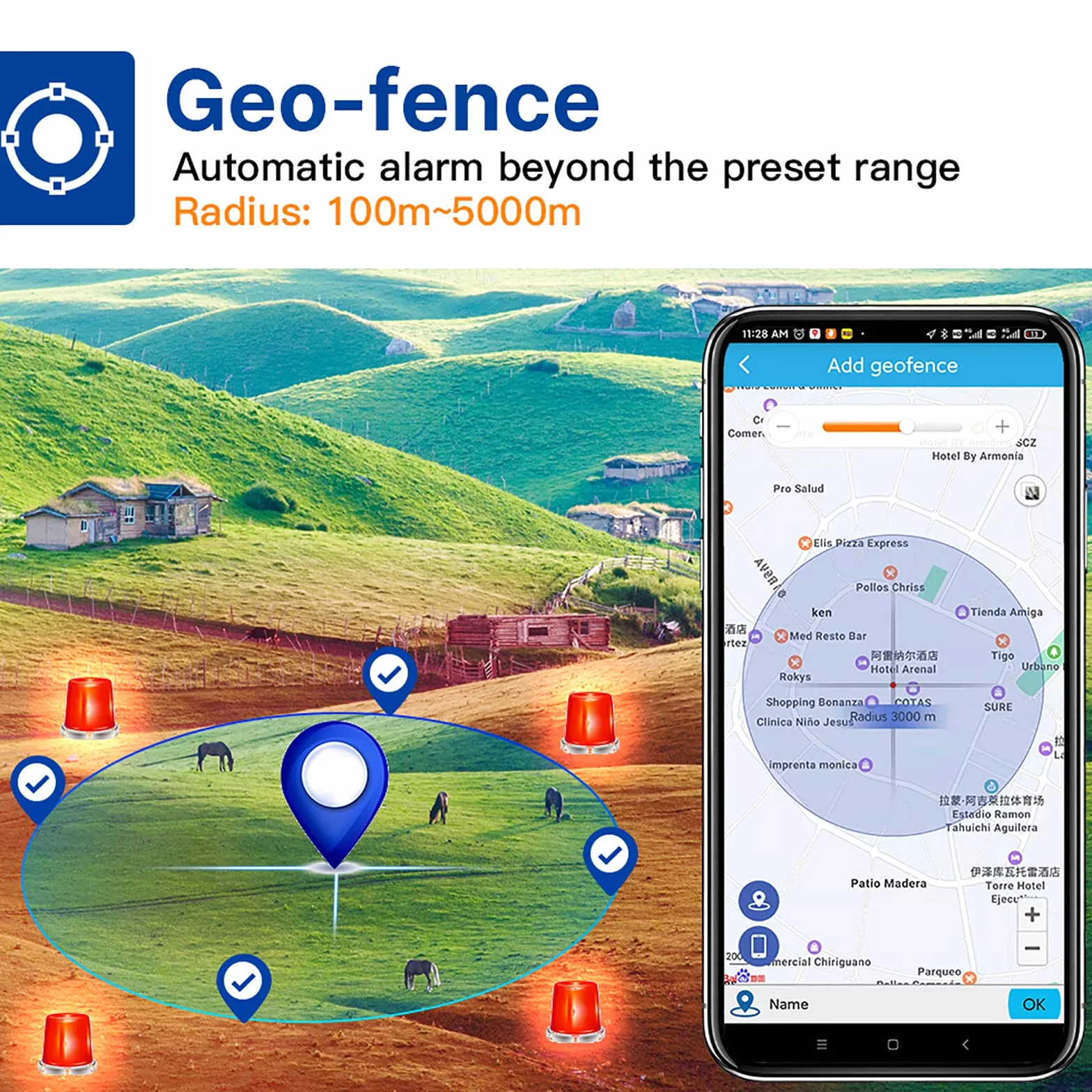 Lokalizator GPS Krów, 18000 MAh Urządzenie Do Śledzenia Bydła, Koni I Wielbłądów, Ślad Historyczny, Pozycjonowanie W Czasie Rzeczywistym, Ustawienie Zasięgu I Alarm Wibracyjny