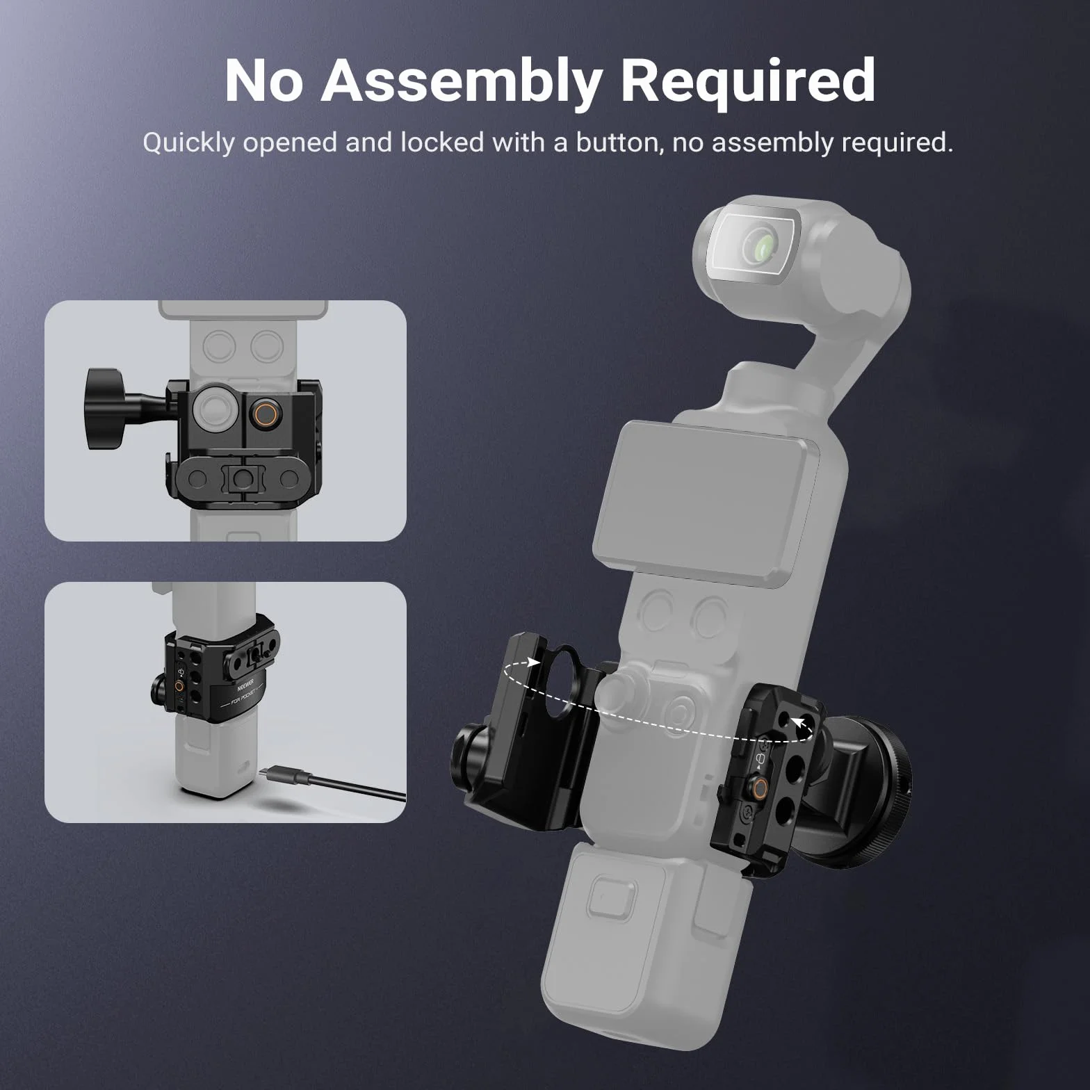 NEEWER Kieszeń na 4 klatki, uchwyt ochronny do DJI Osmo Pocket 4 stabilizowana kamera z adapterem na pazury, uchwyt na akcesoria i gwint 1/4", kompatybilny tylko z DJI Osmo Pocket 4, AC069