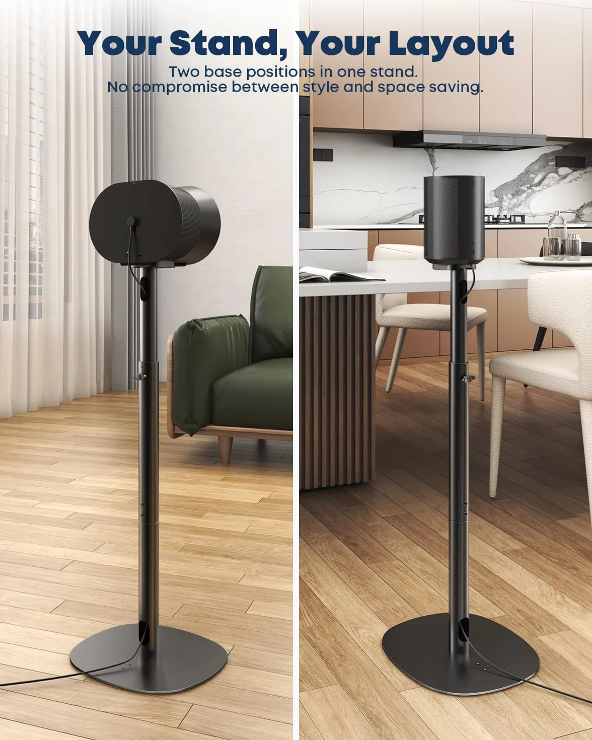 Zestaw 2 stojaków głośnikowych kompatybilnych z Sonos Era 100 SL, Era 100 i Era 300, regulowana wysokość 74–99 cm, do salonu i kina domowego