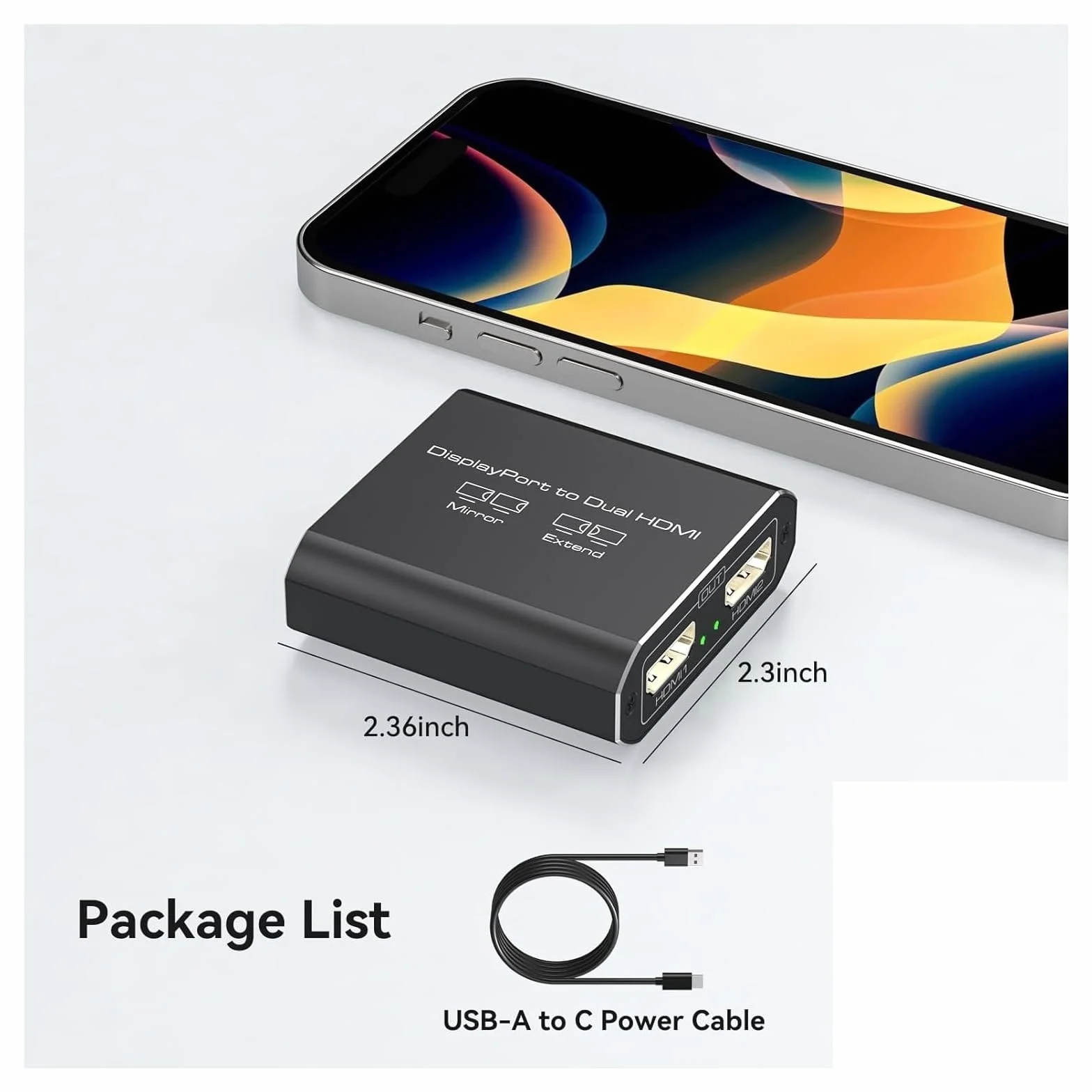Navceker Displayport to Dual Adapter 4K 60Hz Mini DP to Splitter 1 In 2 Out MST Extended Mode for Computer Laptop PC