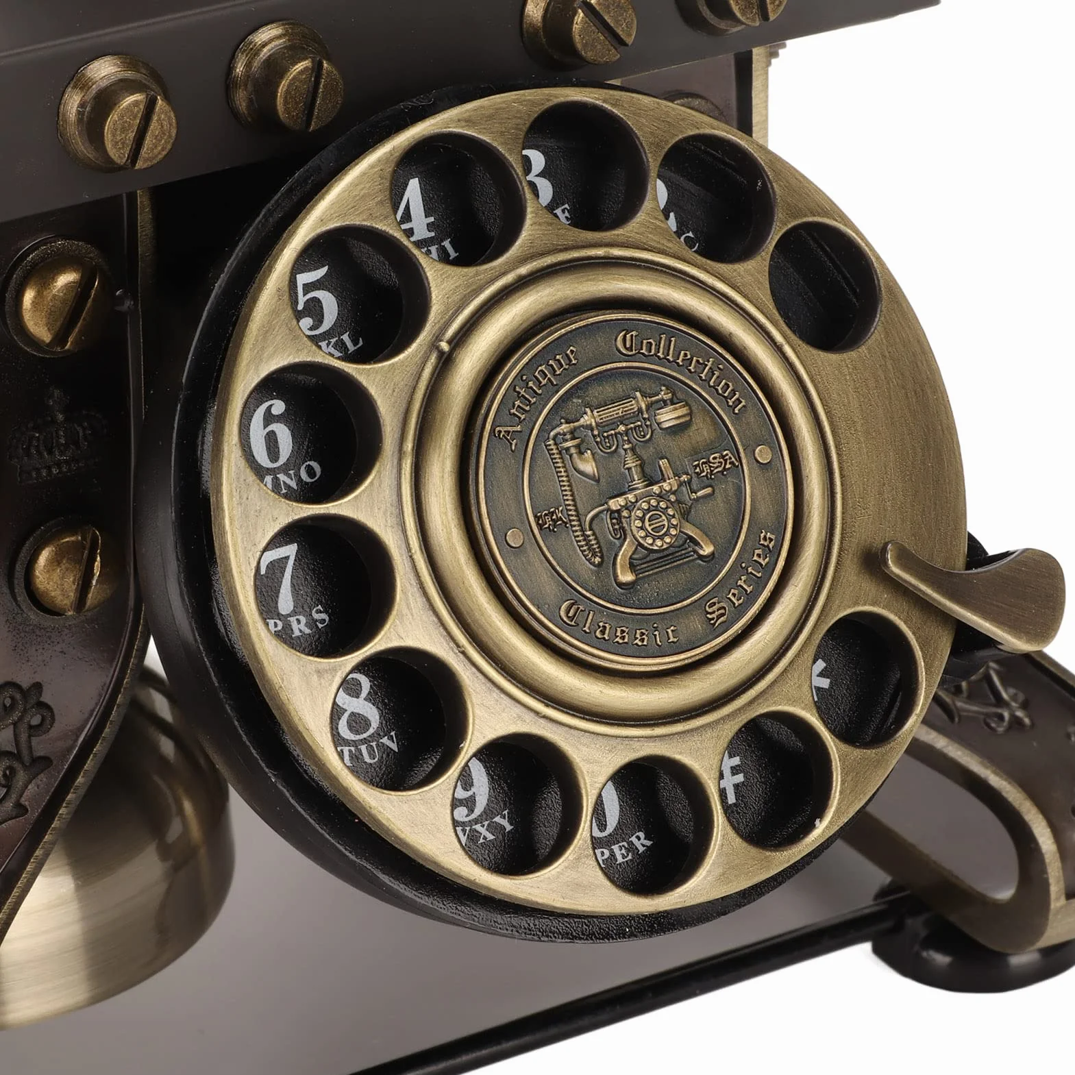 Alomejor Antyczny Telefon Przewodowy Telefon Stacjonarny z tarczą obrotową w Stylu Vintage do Wystroju Wnętrz Stop Cynku w Stylu Retro