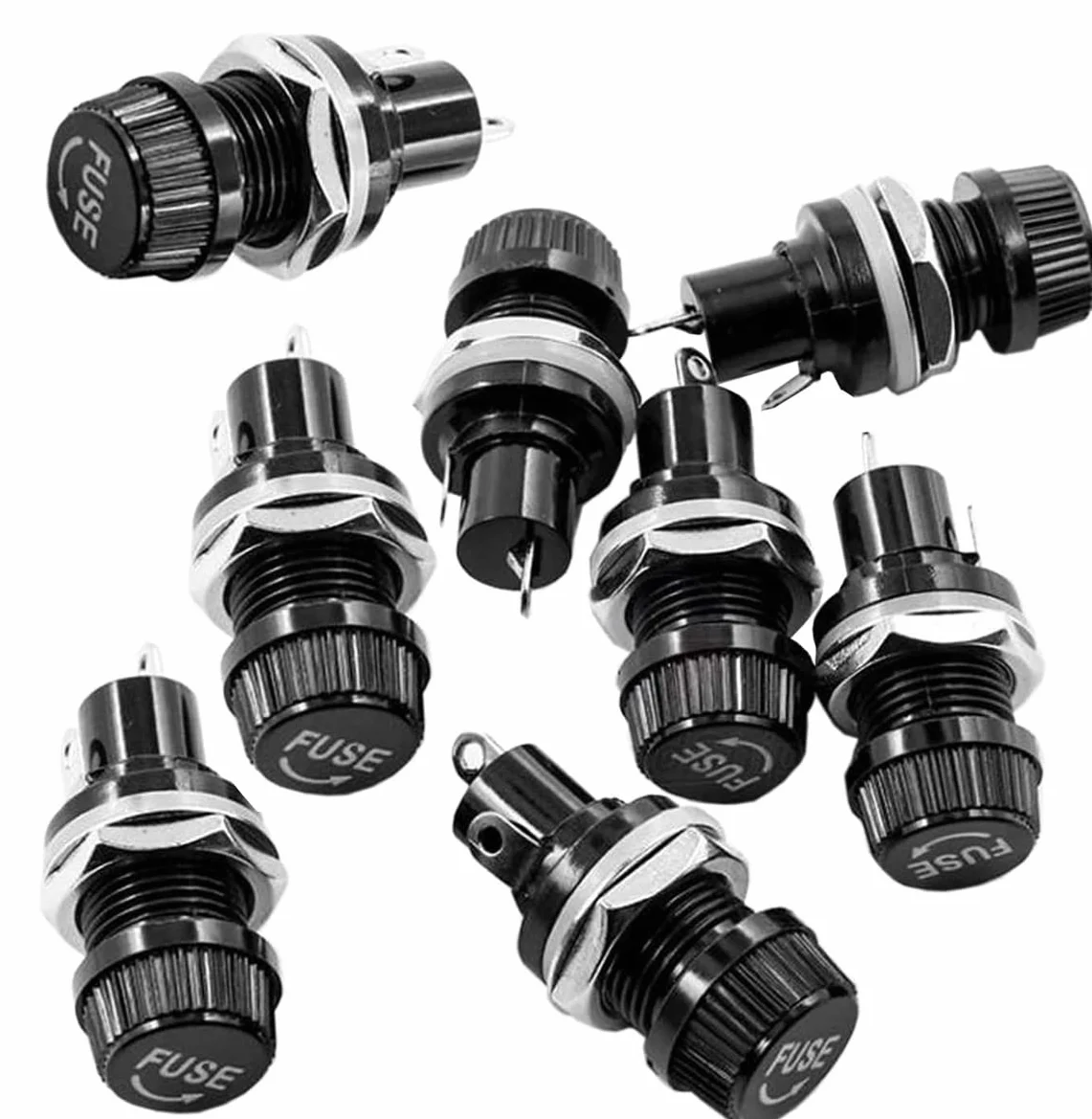 Gebildet Uchwyt Bezpiecznika 5 x 20mm AC 10A 250V Czarny z Zakrętką Śrubową