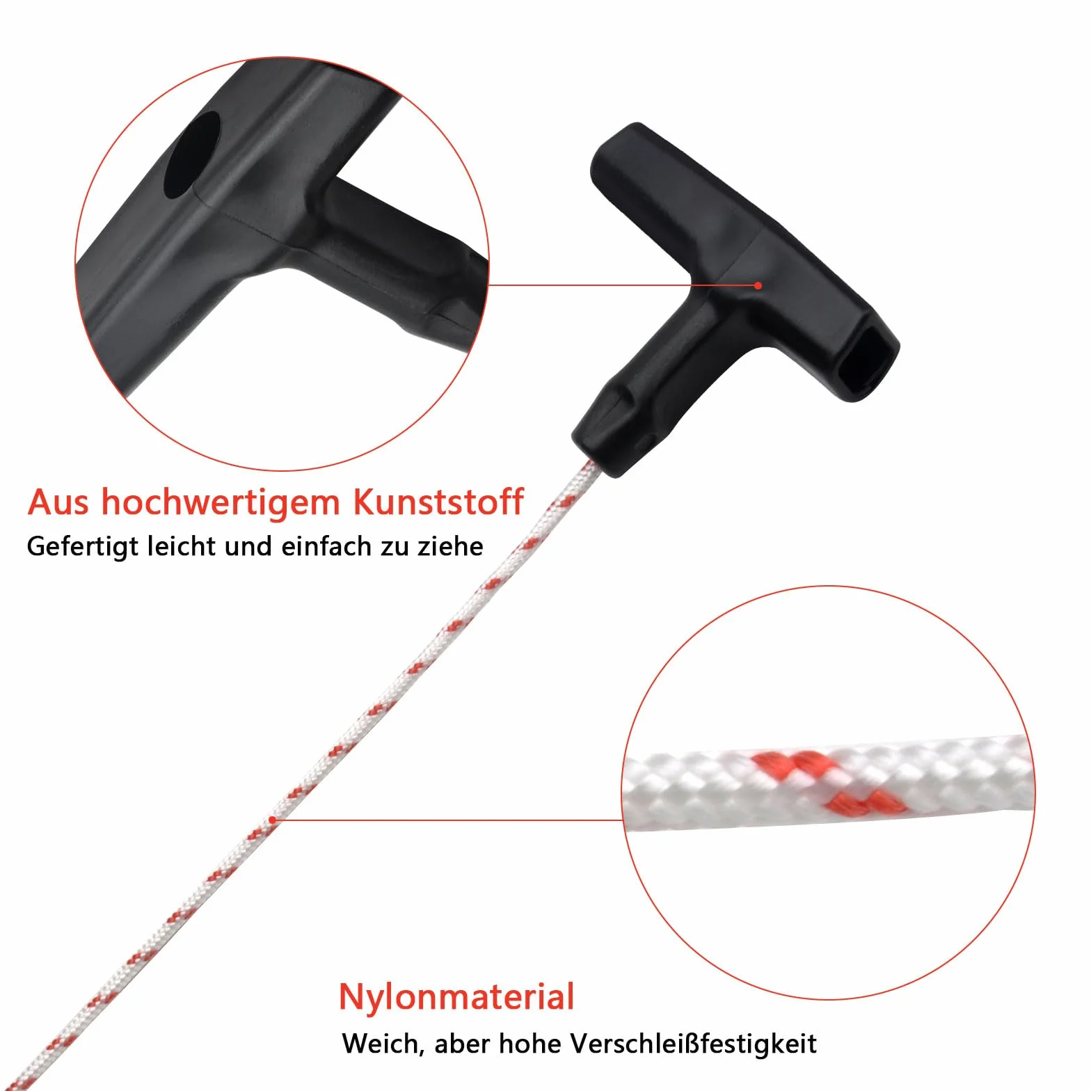 Linka startowa do kosiarki, 10 m, 3,0 mm, z 3 uchwytami startowymi, linka do kosiarki, piły łańcuchowej, trymera, szczotka, krajalnica, części silnika