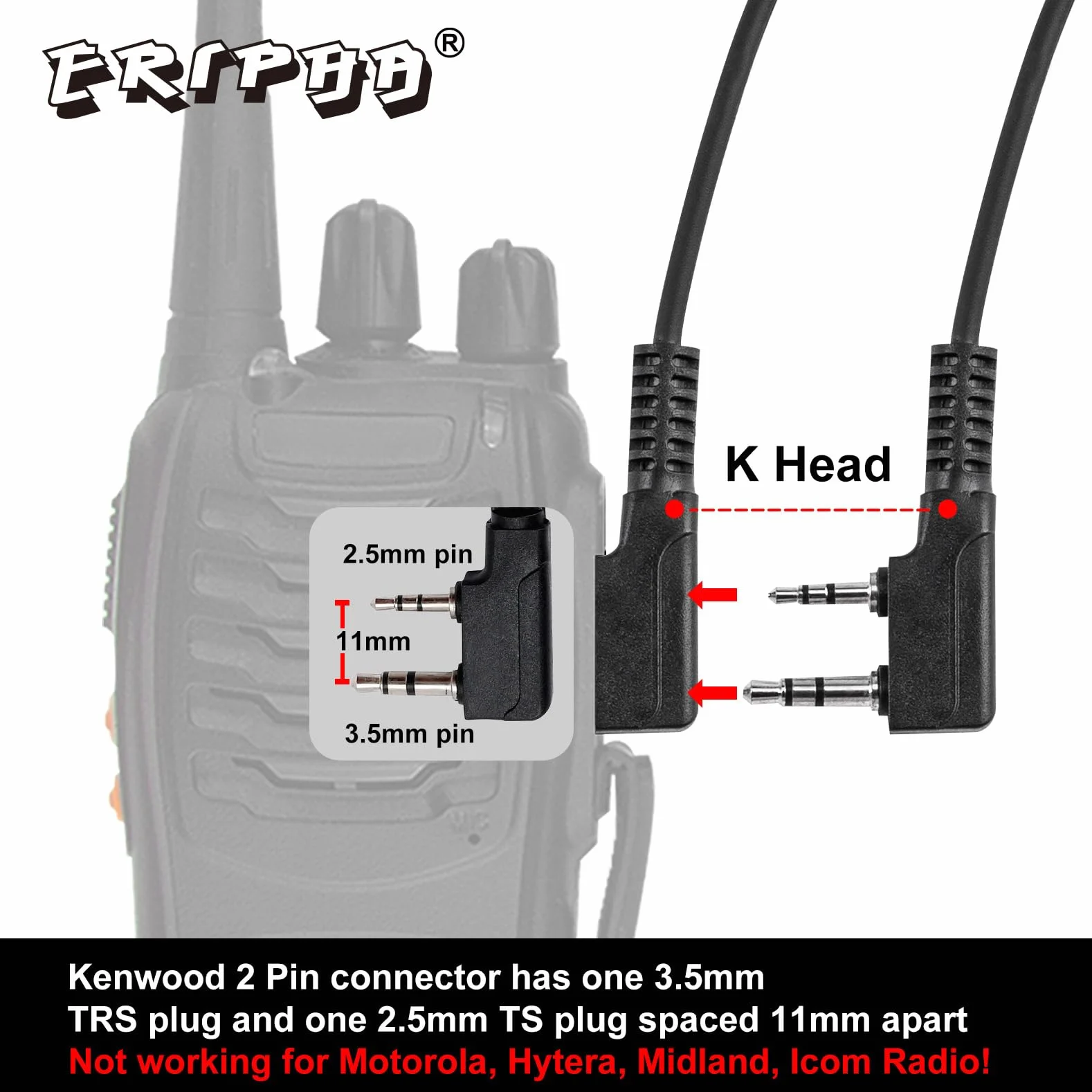 2-pinowa słuchawka Walkie Talkie w kształcie litery G, kompatybilna z UV-5R BF-F8HP BF-888S, Kenwood TK3230 z mikrofonem PTT, dwukierunkowy zestaw słuchawkowy radiowy (4 sztuki)