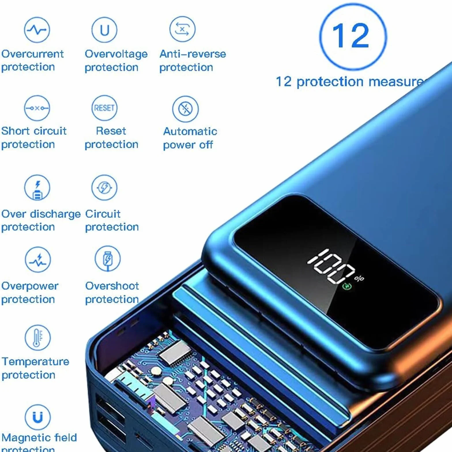 Przenośna ładowarka Power Bank, 10 0000 mAh, szybkie ładowanie, zewnętrzny akumulator z wbudowanym kablem wyjściowym USB-C (22,5 W) i kablem wyjściowym i-OS (20 W), powerbank na kemping, podróż (D