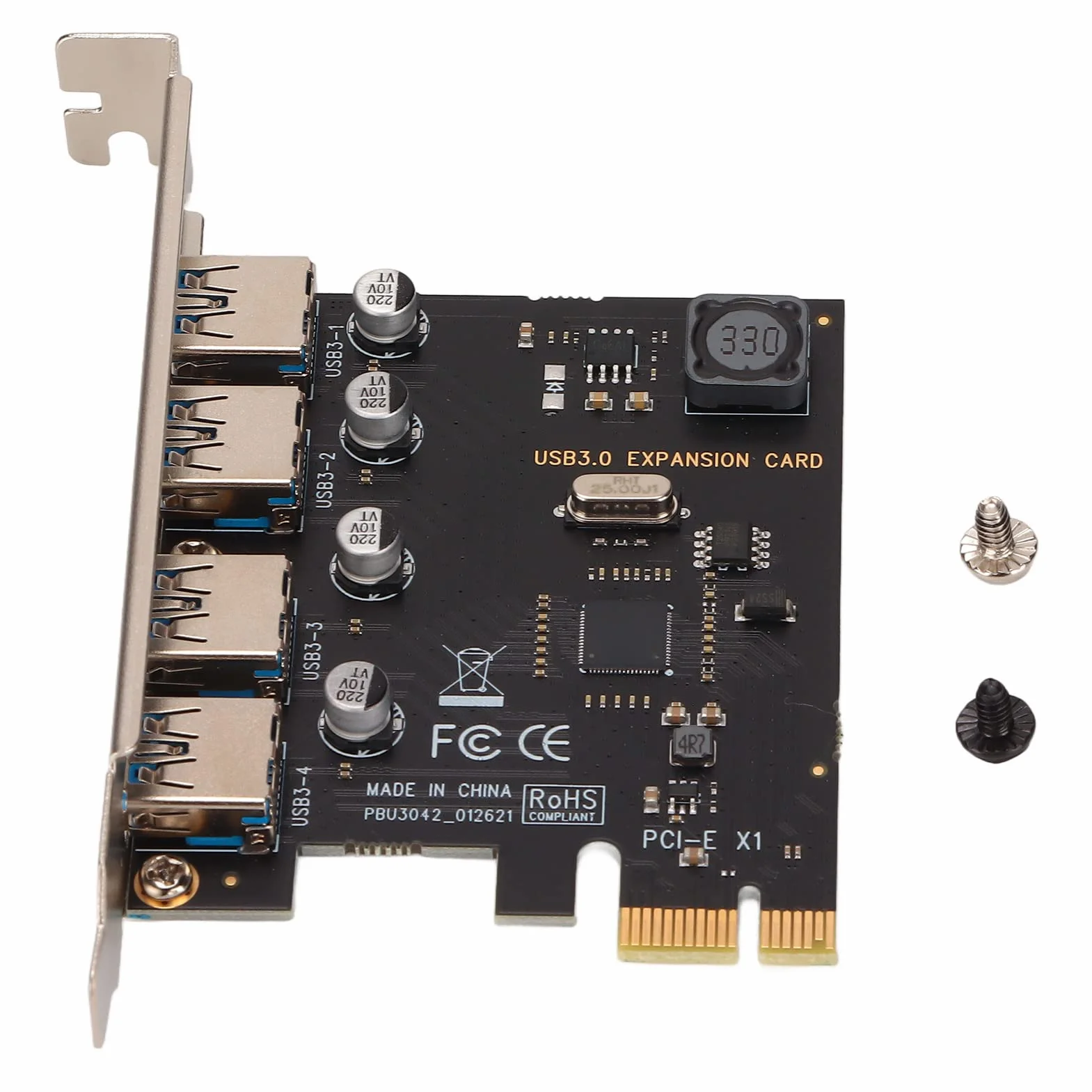 Karta PCI E 5Gbps na USB 3.0, 4 Porty PCI Expresse na Kartę Rozszerzeń USB, Karta Kontrolera Koncentratora Deskstop Server PCI-E USB3.0 dla Xp, dla dla i dla dla