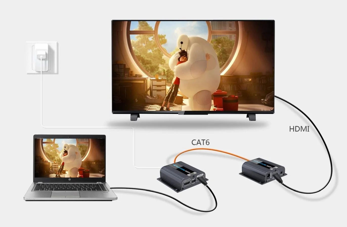 PremiumCord Przedłużacz HDMI w odległości 50 m za pomocą kabla krosowego CAT6/6A/7, ustawienia EDID, lokalne wyjście HDMI, rozdzielczość wideo Full HD 1080p