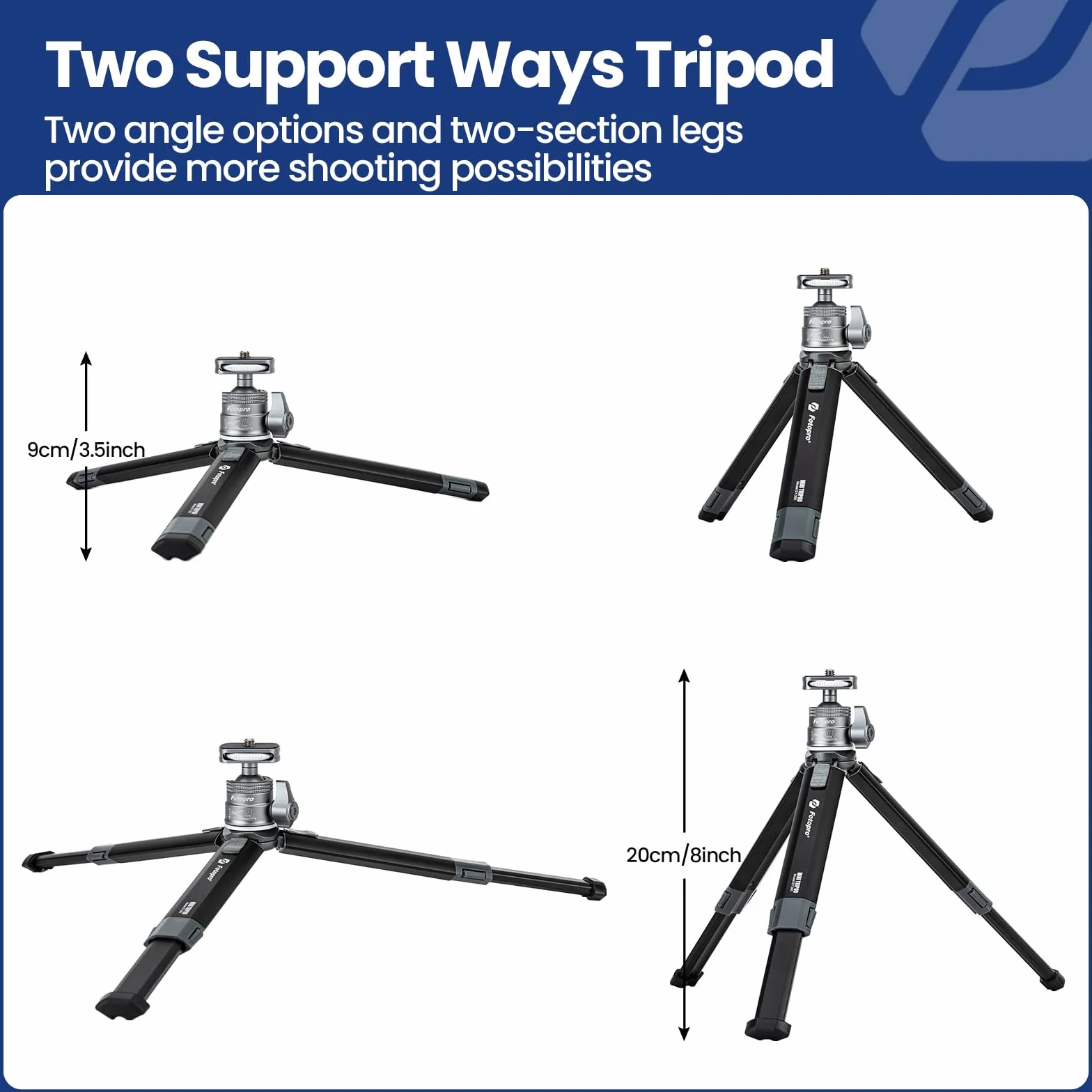 Fotopro Mini statyw do aparatu z rurą przedłużającą z włókna węglowego 90 cm 360 stopni głowica kulowa wysuwana profesjonalna lustrzanka DSLR statyw do aparatu Nikon Canon Sony iPhone Vlog maks. obciążenie 3 kg 6,61 lbs