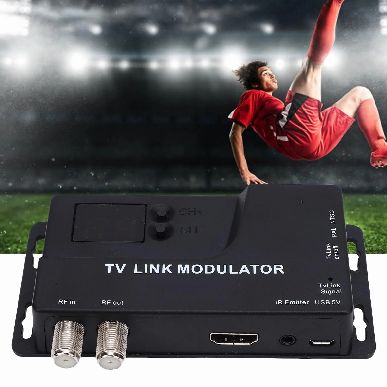 ciciglow Modulator RF, Modulator HDMI na RF z 471,25 MHz na 885,25 MHz, Konwerter Koncentryczny 1080P HD Obsługujący Format NTSC PAL dla Konsoli do Gier Telewizyjnych