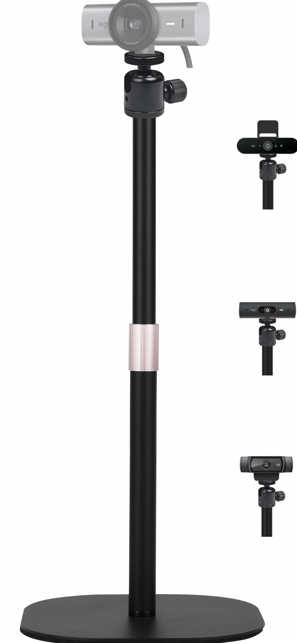 Solidny stojak na kamerę internetową, statyw do kamer stołowych kompatybilny z kamerami Logitech MX Brio 4K, Brio 4K, Brio 500